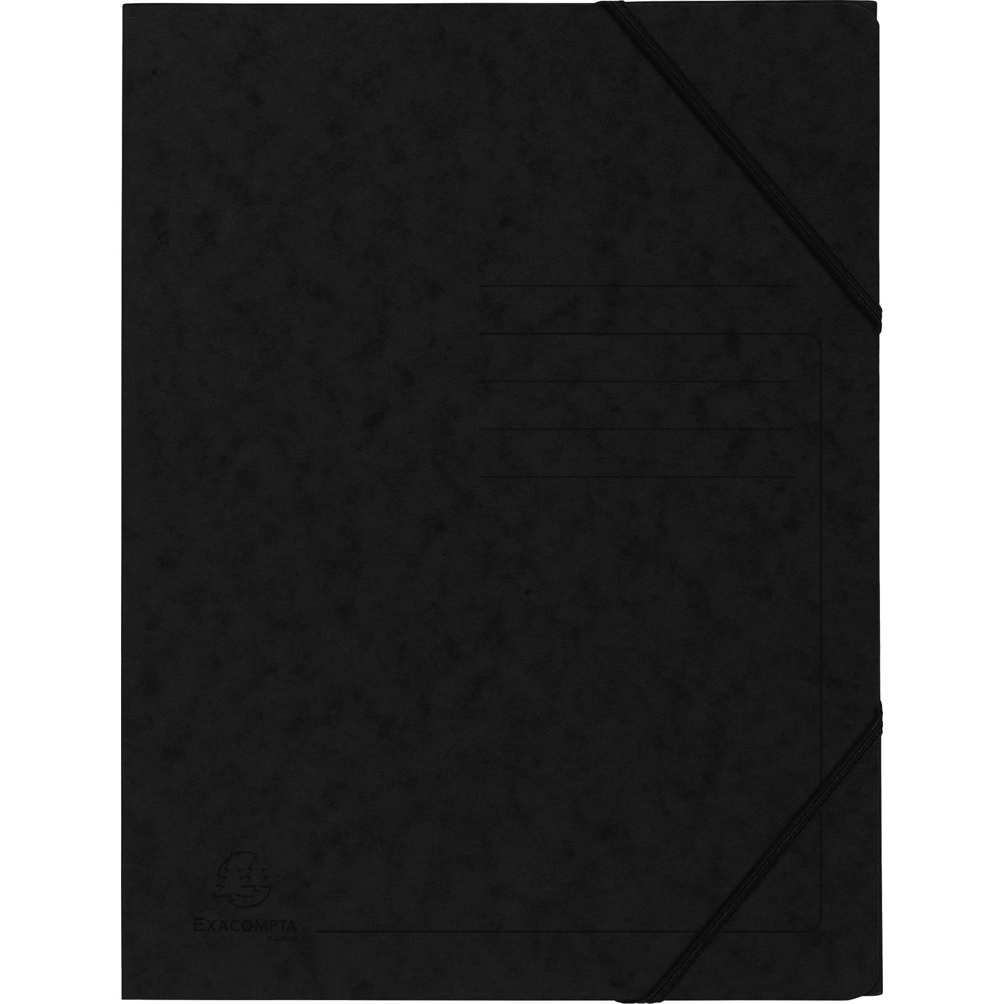 Exacompta 25x Eckspannmappe + Gummizug ohne Klappen, Karton, A4, Schwarz 555411E