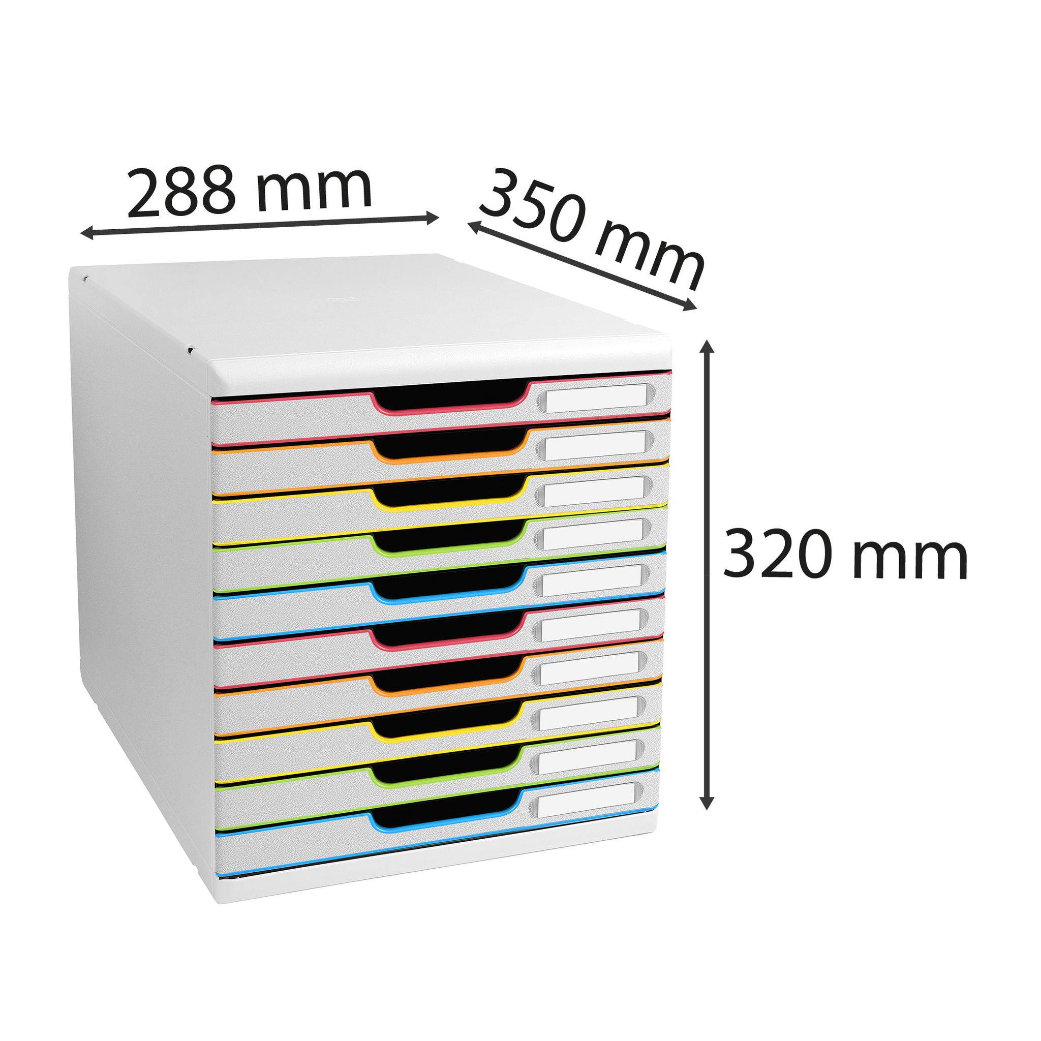 Exacompta Schubladenbox MODULO A4 10 geschlossene Schub Weiss/Harlekin 302913D