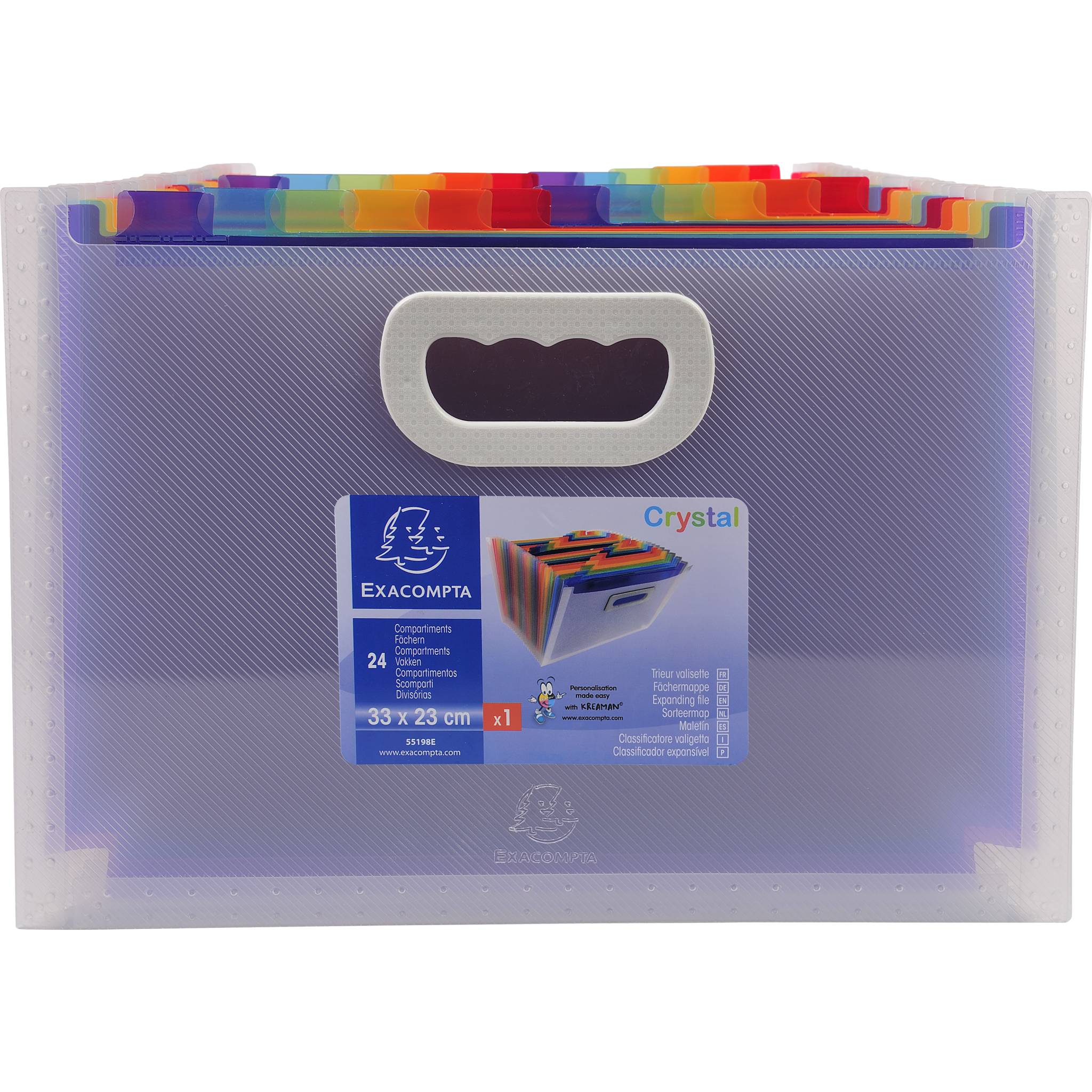 Exacompta 4x Fächermappe PP mit Griffen, 24 Fächer, Crystal, Kristall, 55198E