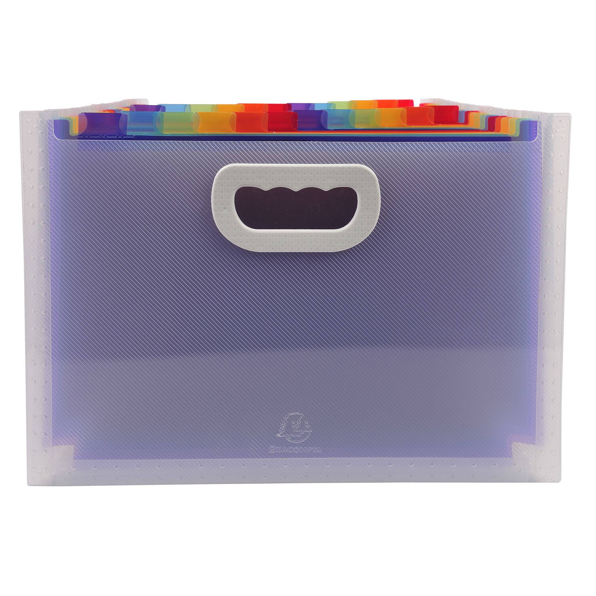 Exacompta 4x Fächermappe PP mit Griffen, 24 Fächer, Crystal, Kristall, 55198E