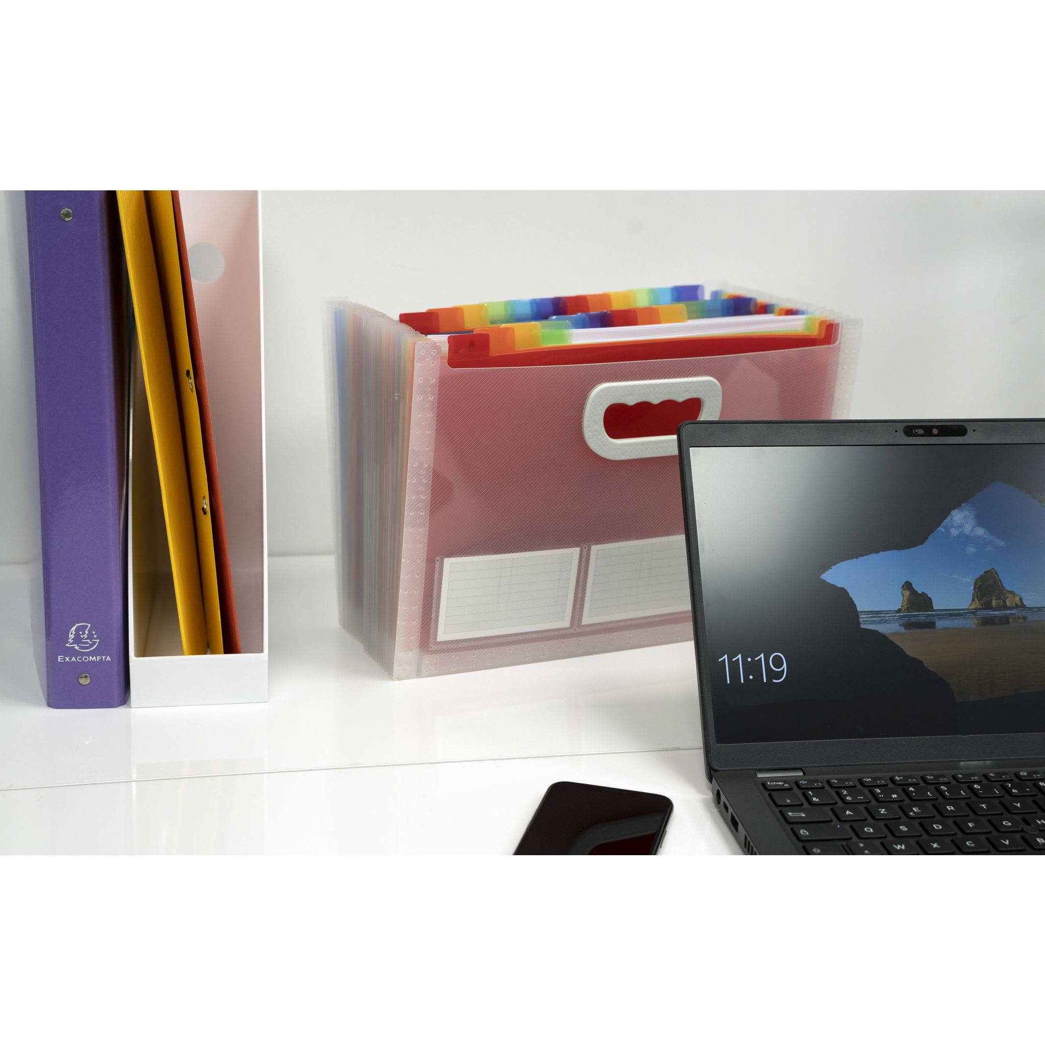 Exacompta 4x Fächermappe PP mit Griffen, 24 Fächer, Crystal, Kristall, 55198E