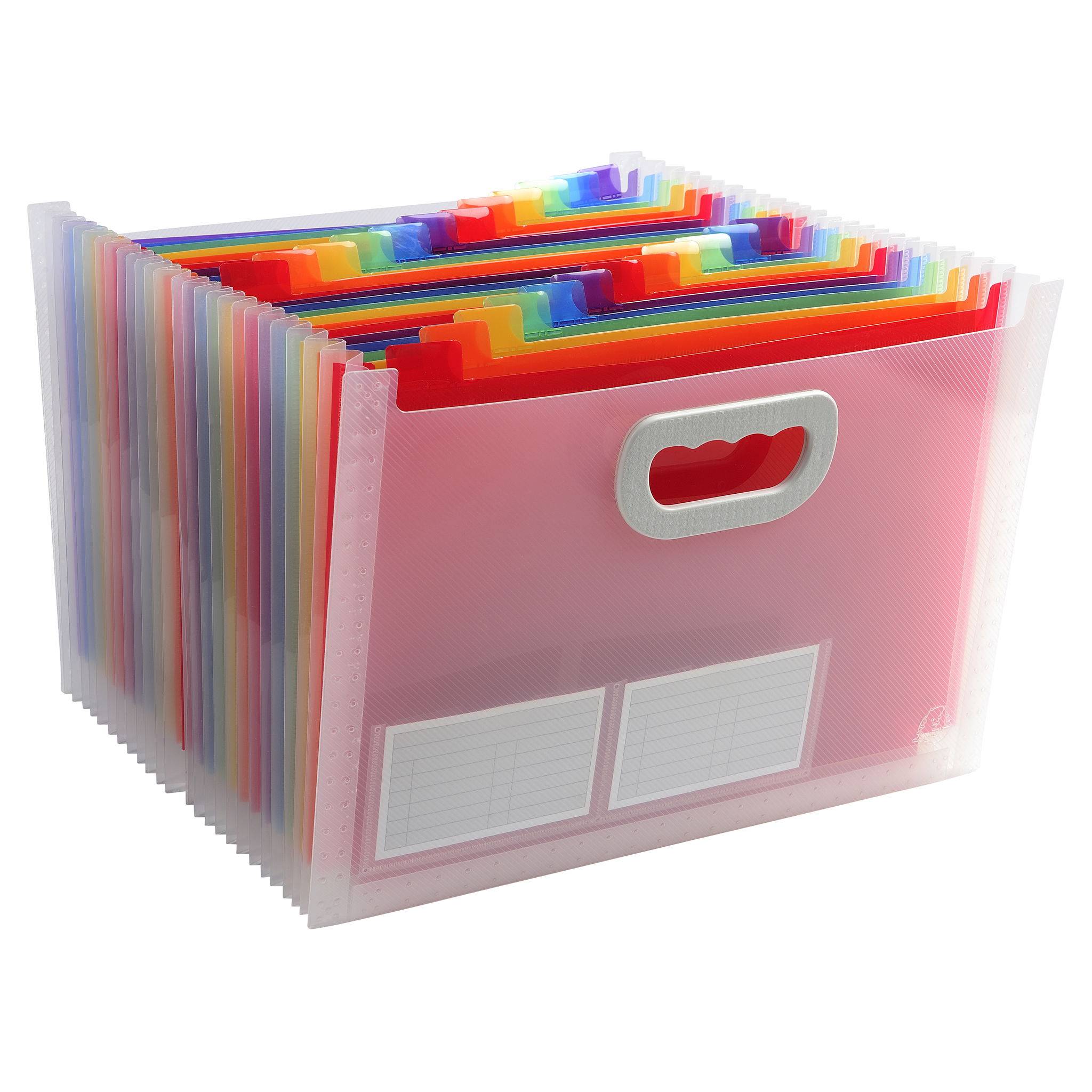 Exacompta 4x Fächermappe PP mit Griffen, 24 Fächer, Crystal, Kristall, 55198E