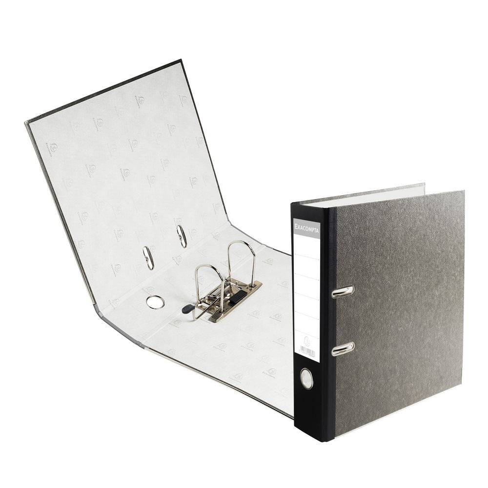 Exacompta 10x Ordner Wolkenmarmor 2Ring 80mm Rücken A4 schwarz 53681E