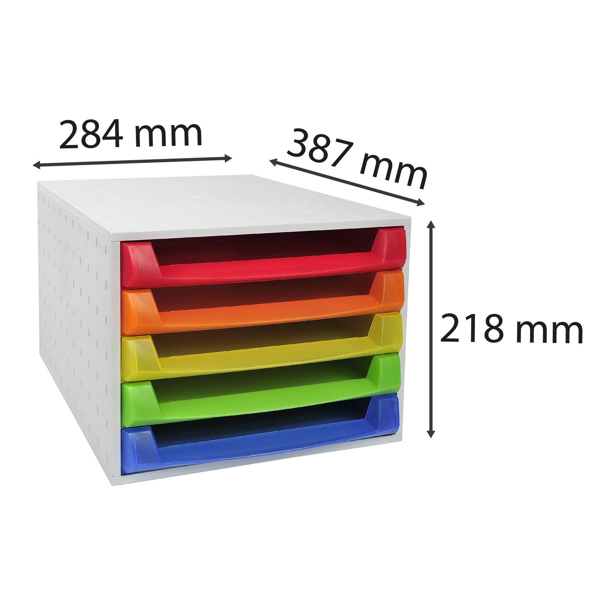 Exacompta Schubladenbox THE BOX, 5 offene Schubladen, , Regenbogen, 221098D