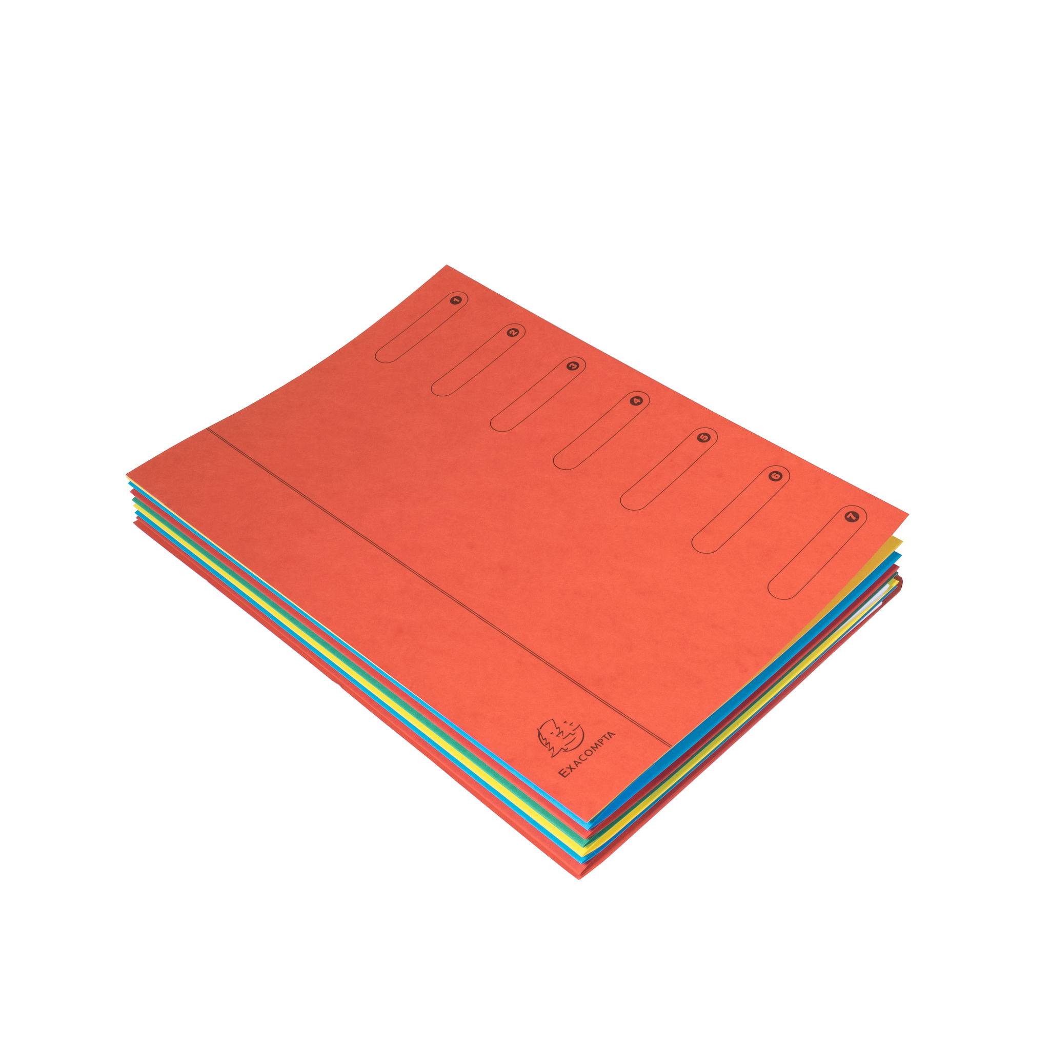 Exacompta 8x Ordnungsmappe Manilakarton Harmonika-Rücken 7 Fächern A4 Rot 5107E