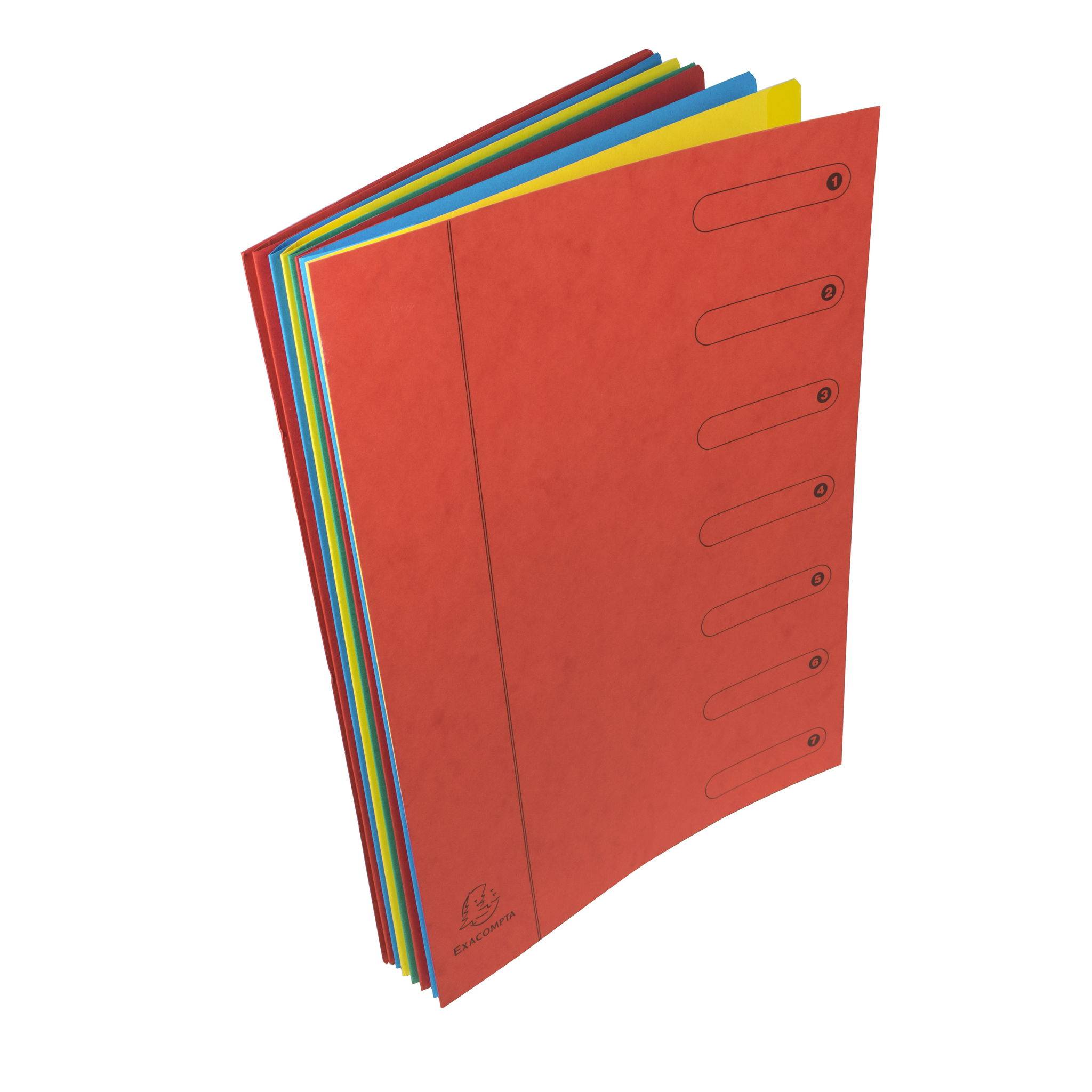 Exacompta 8x Ordnungsmappe Manilakarton Harmonika-Rücken 7 Fächern A4 Rot 5107E