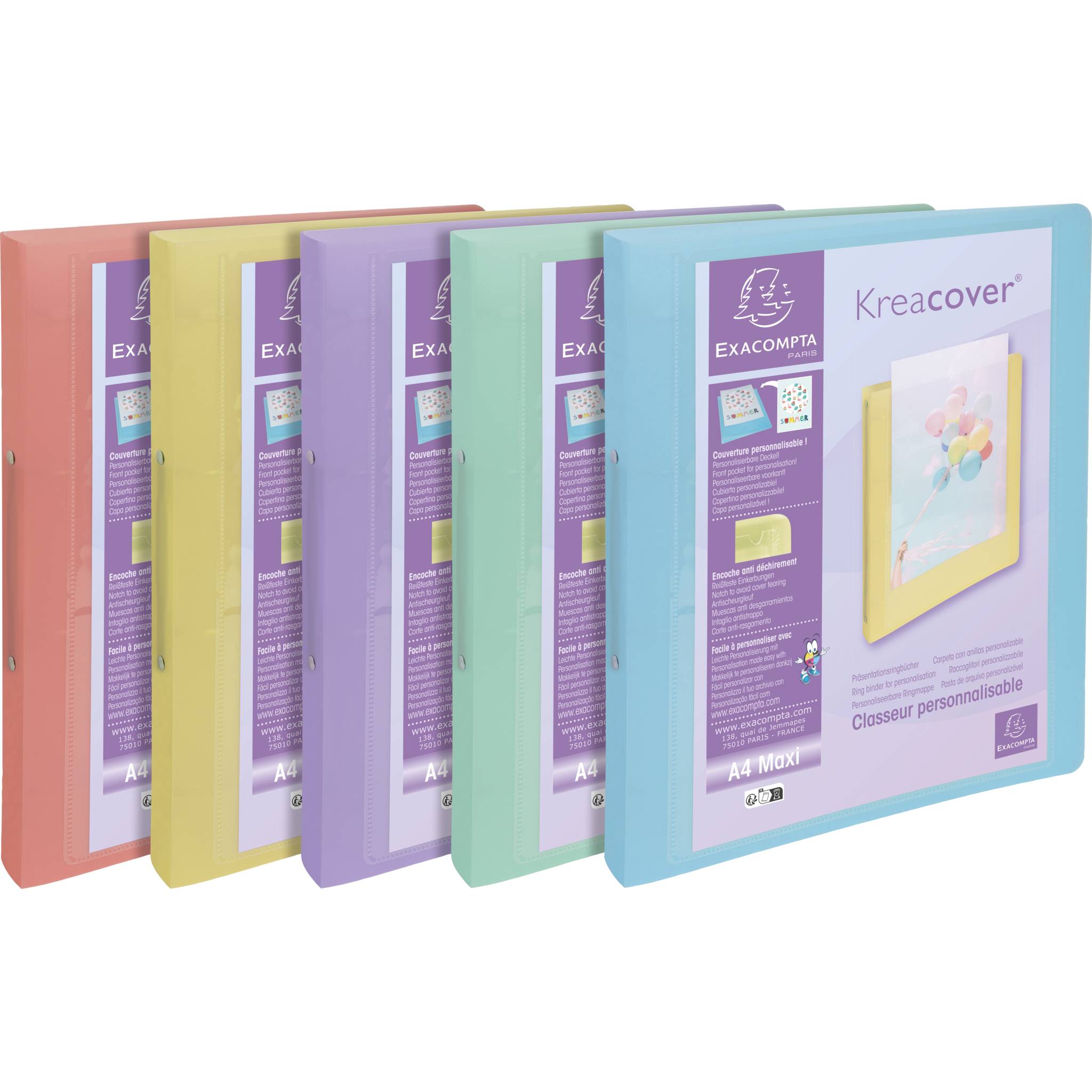 Exacompta 15x Ringbuch PP 2Ring 30mm Rücken 40mm A4 Maxi sortiert 54779E