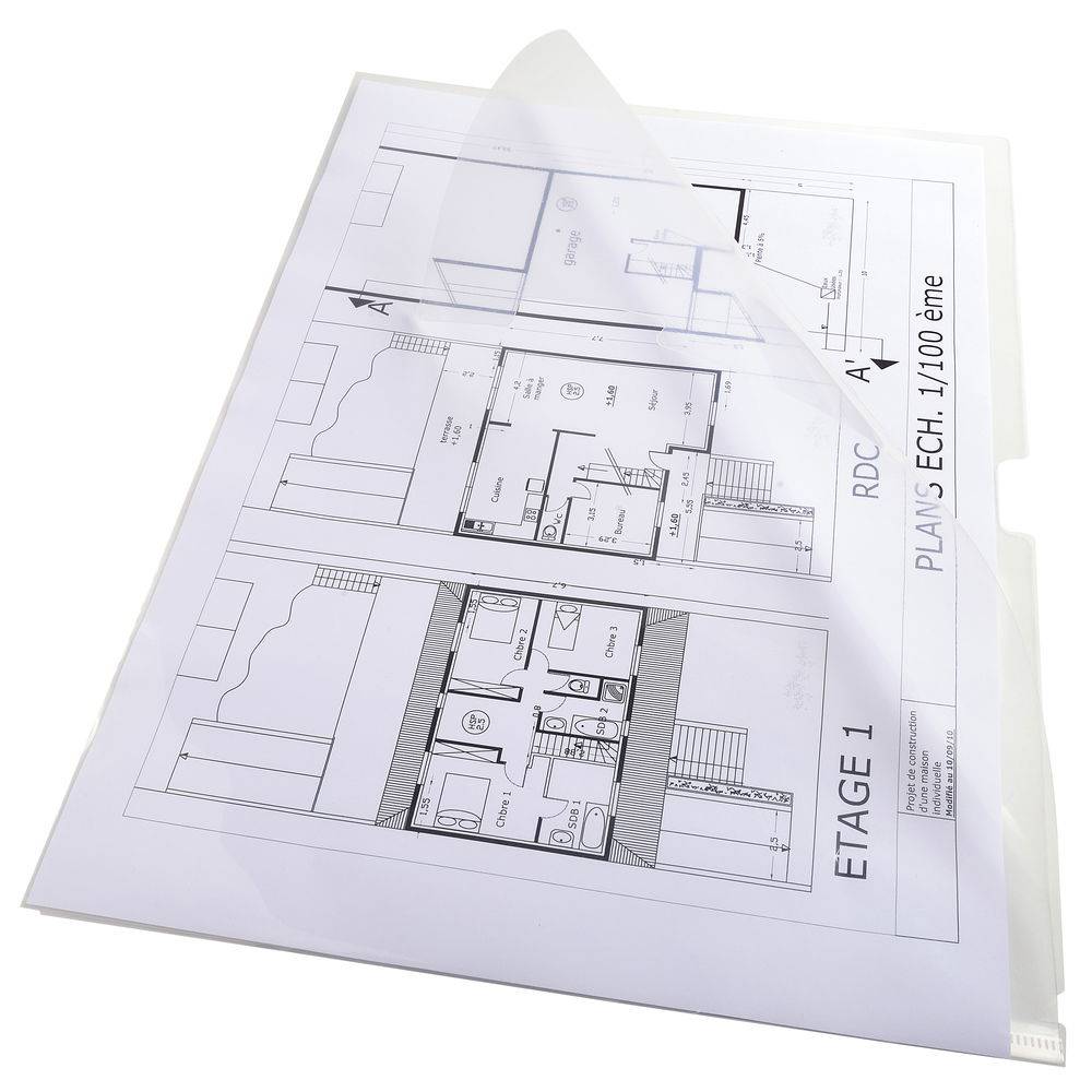 Exacompta 5x Pack 10 Aktensichthüllen PP 200µ A3 senkrecht Kristall 325005E