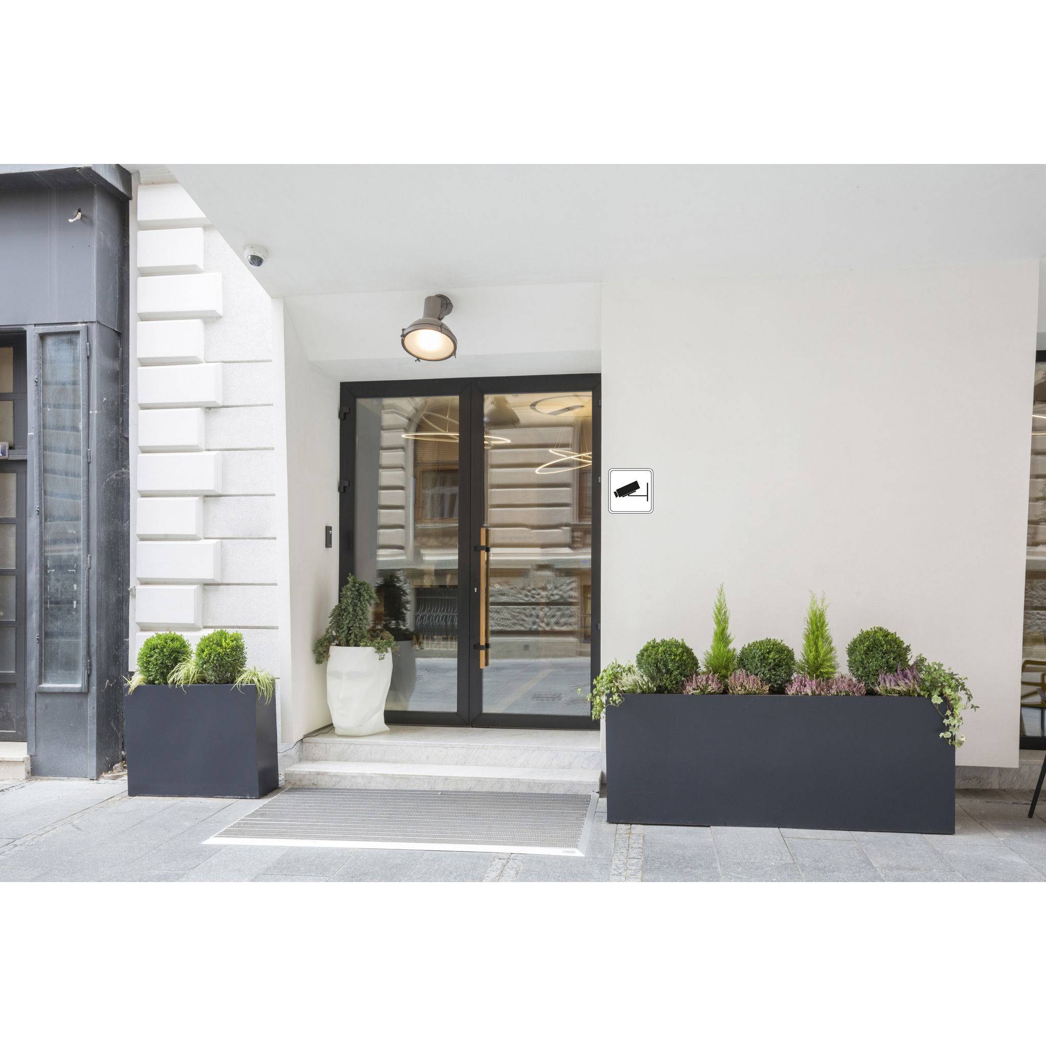 Exacompta Hinweisschild Videoüberwachung PVC selbstklebend 20x20 cm Weiß 67032E