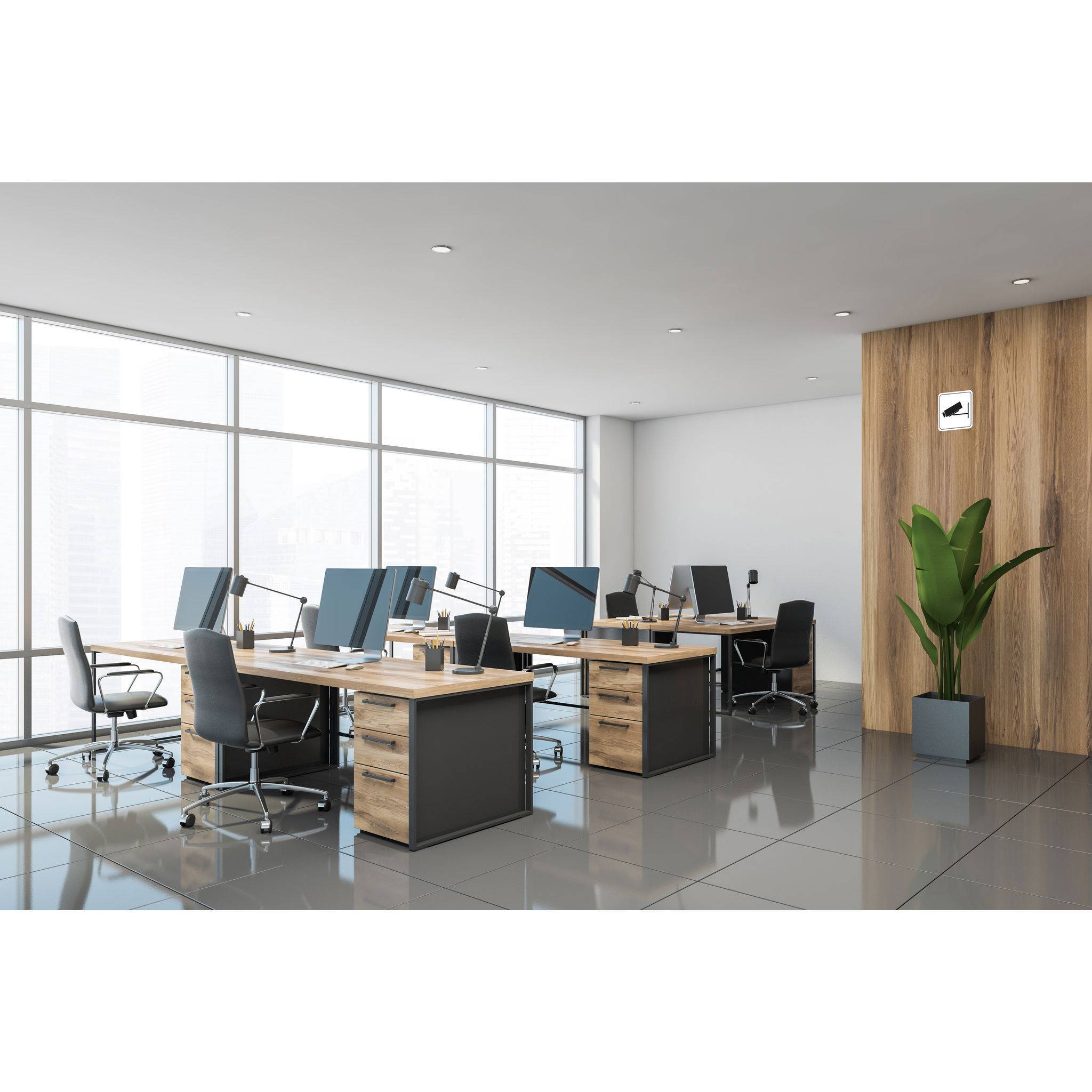 Exacompta Hinweisschild Videoüberwachung PVC selbstklebend 20x20 cm Weiß 67032E