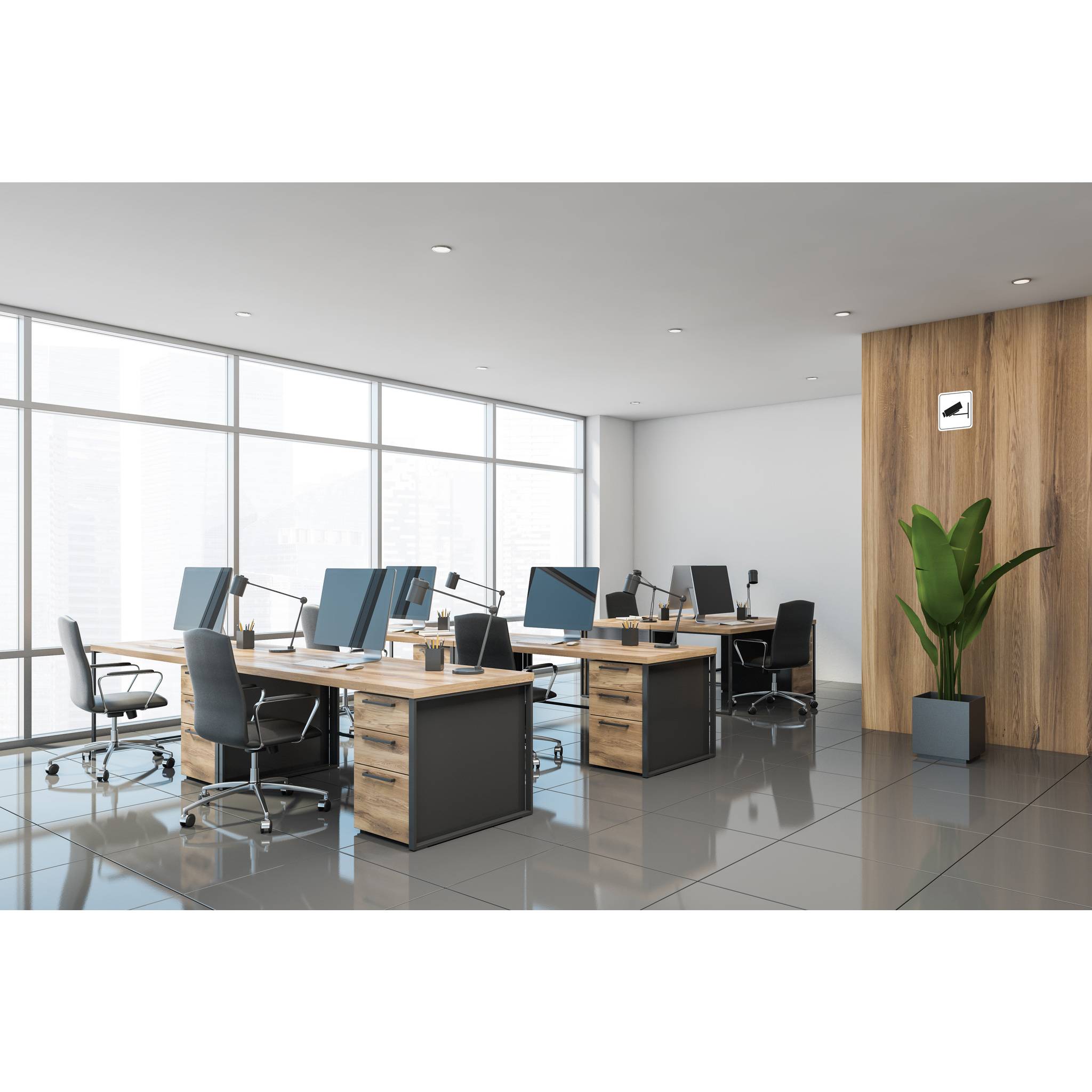 Exacompta Hinweisschild Videoüberwachung PVC selbstklebend 20x20 cm Weiß 67032E