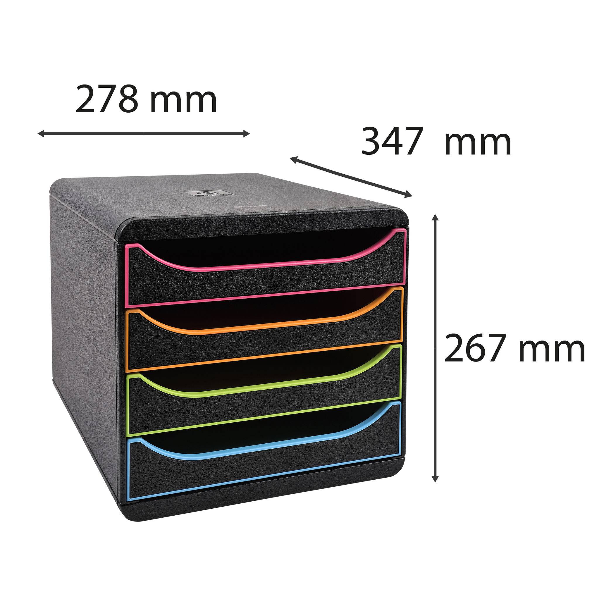 Exacompta Schubladenbox Big Box Plus 4offene Schubladen Schwarz/Harlekin 310914D