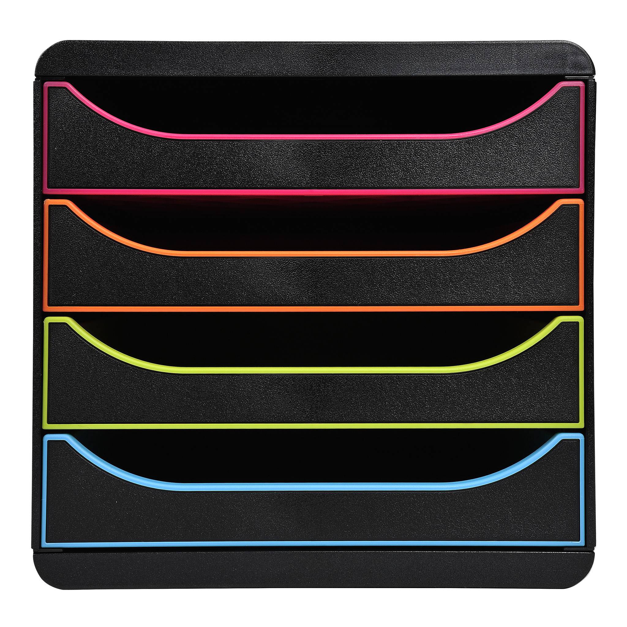 Exacompta Schubladenbox Big Box Plus 4offene Schubladen Schwarz/Harlekin 310914D