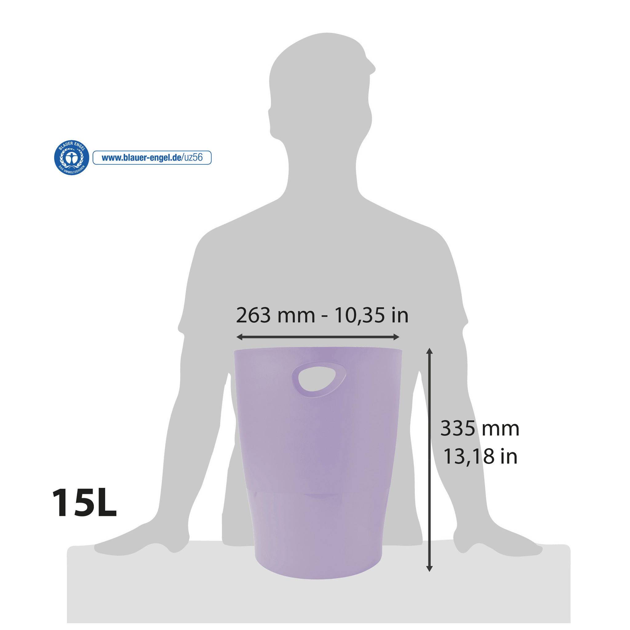 Exacompta 8x Papierkorb Ecobin, 15 Liter, Aquarel - Malve - 45364D