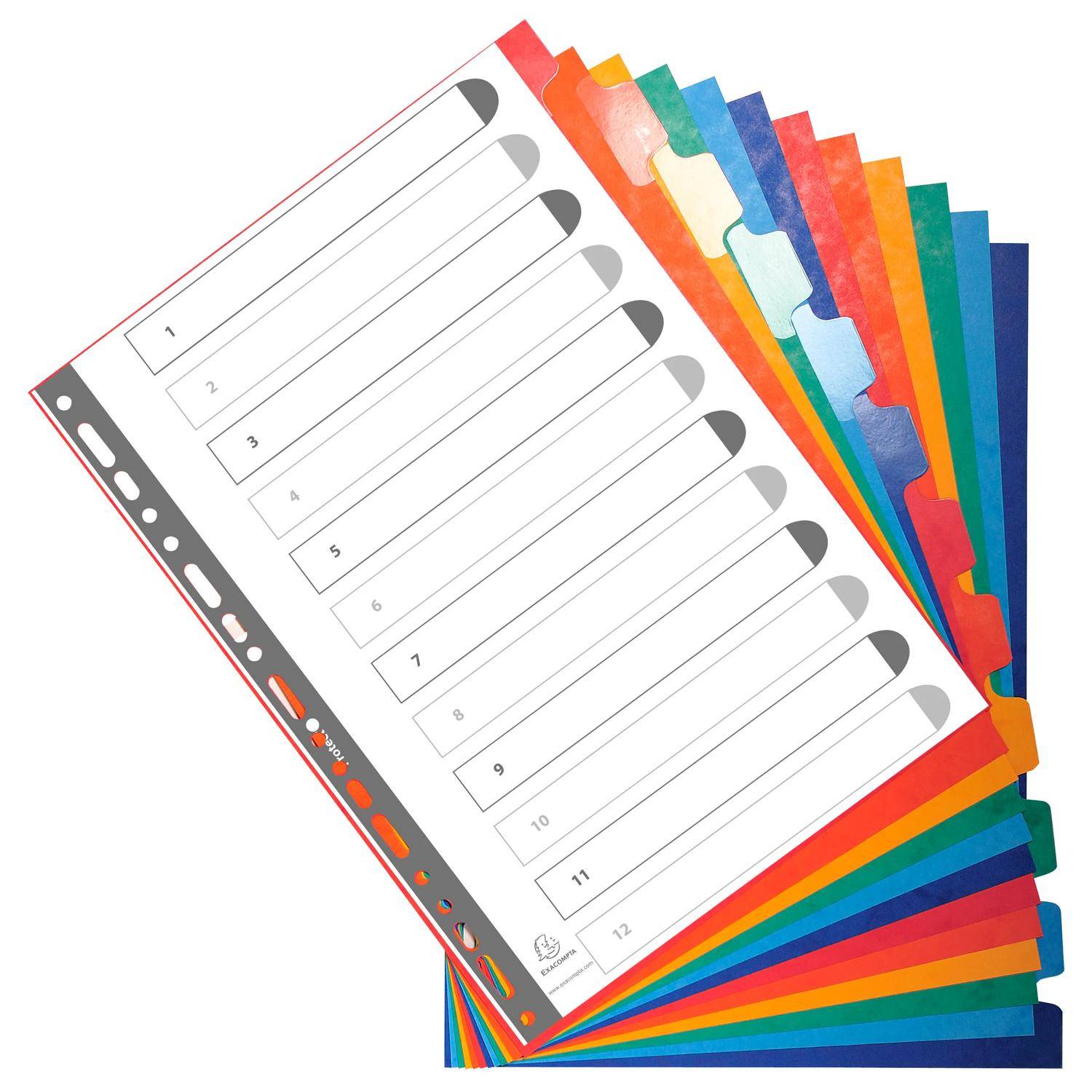 Exacompta 15x Register A4, Colorspan-Karton 225g, 12 neutrale Taben - 2212E