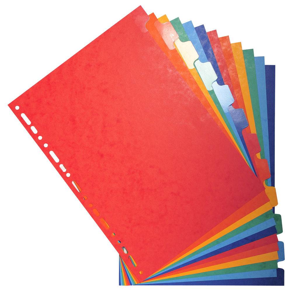 Exacompta 15x Register A4, Colorspan-Karton 225g, 12 neutrale Taben - 2212E