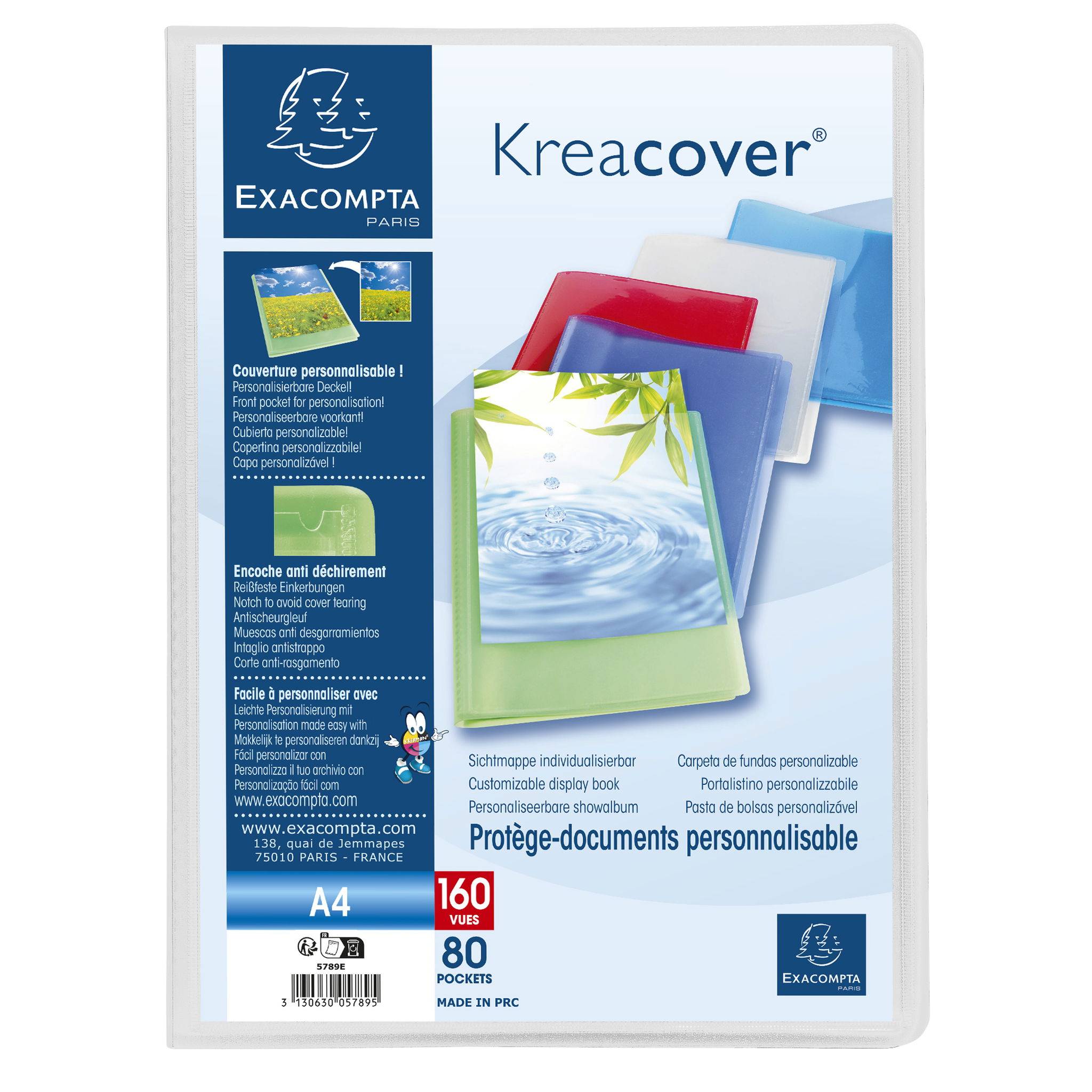 Exacompta 8x Sichtmappe PP 500µ + 80 Hüllen Kreacover , A4, sortiert, 5789E