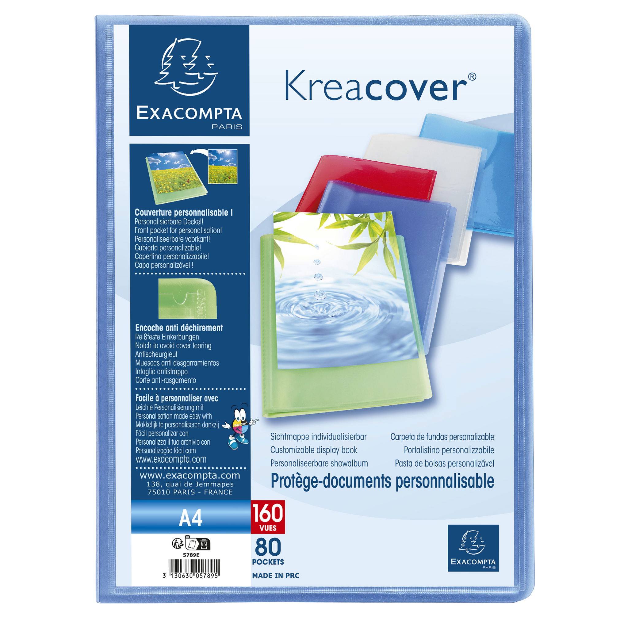 Exacompta 8x Sichtmappe PP 500µ + 80 Hüllen Kreacover , A4, sortiert, 5789E