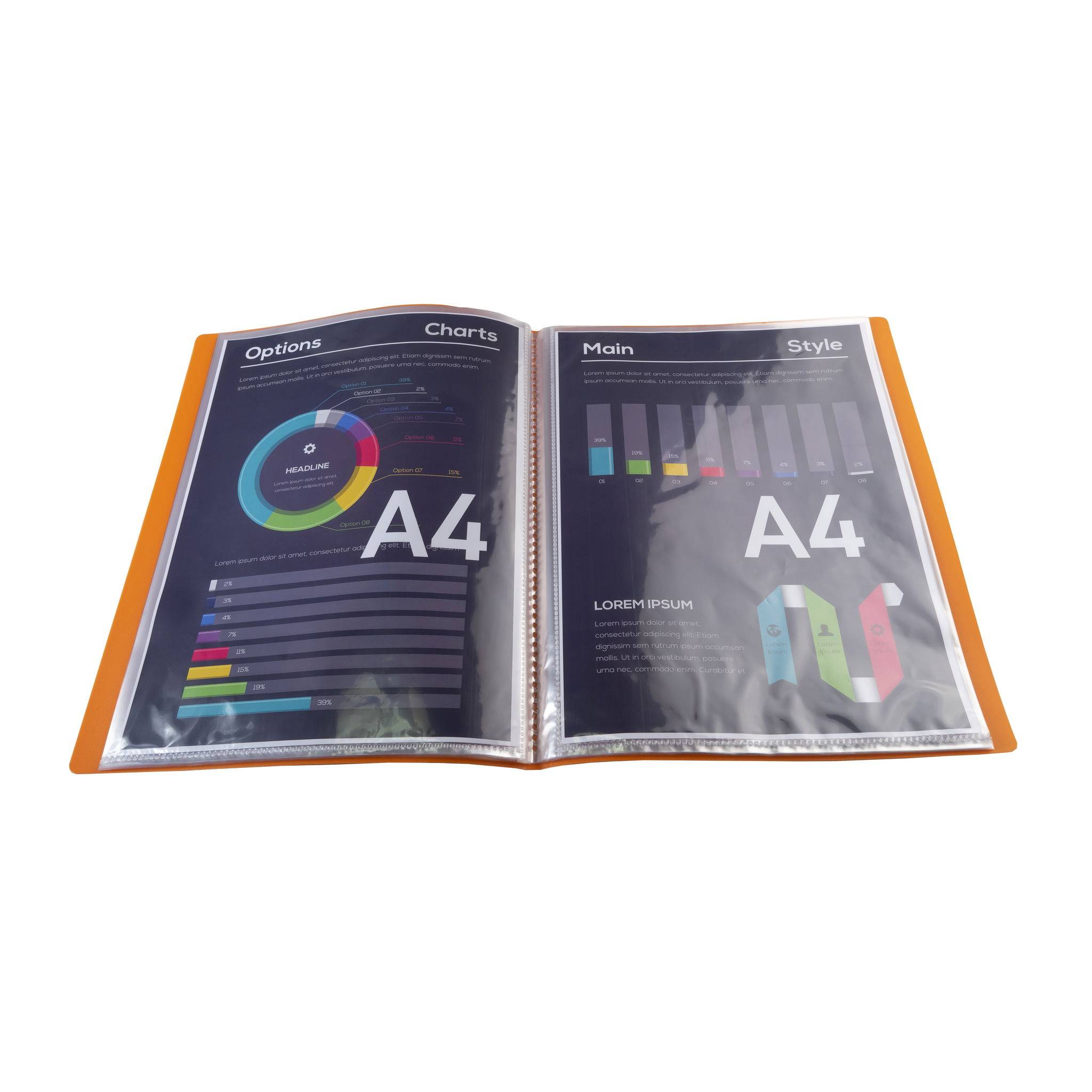 Exacompta 12x Sichtmappe PP 500µ +30 glatten Hüllen transluzent A4 Orange 88324E