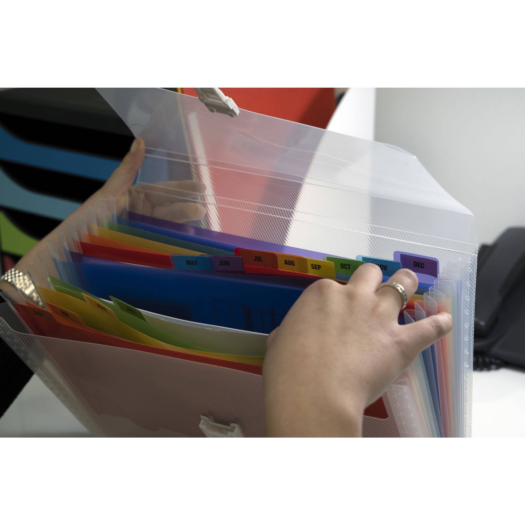 Exacompta 5x Fächermappe + 13 farbigen Fächern Crystal, A4, Kristall, 55298E