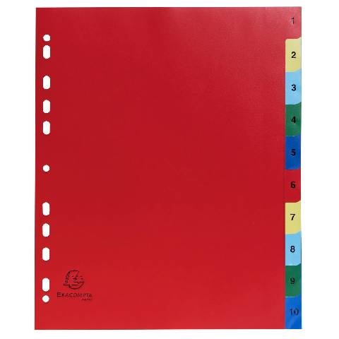 Exacompta 20x Farbige Register aus PP, 10-teilig, für DIN A4+ - sortiert| - 84E