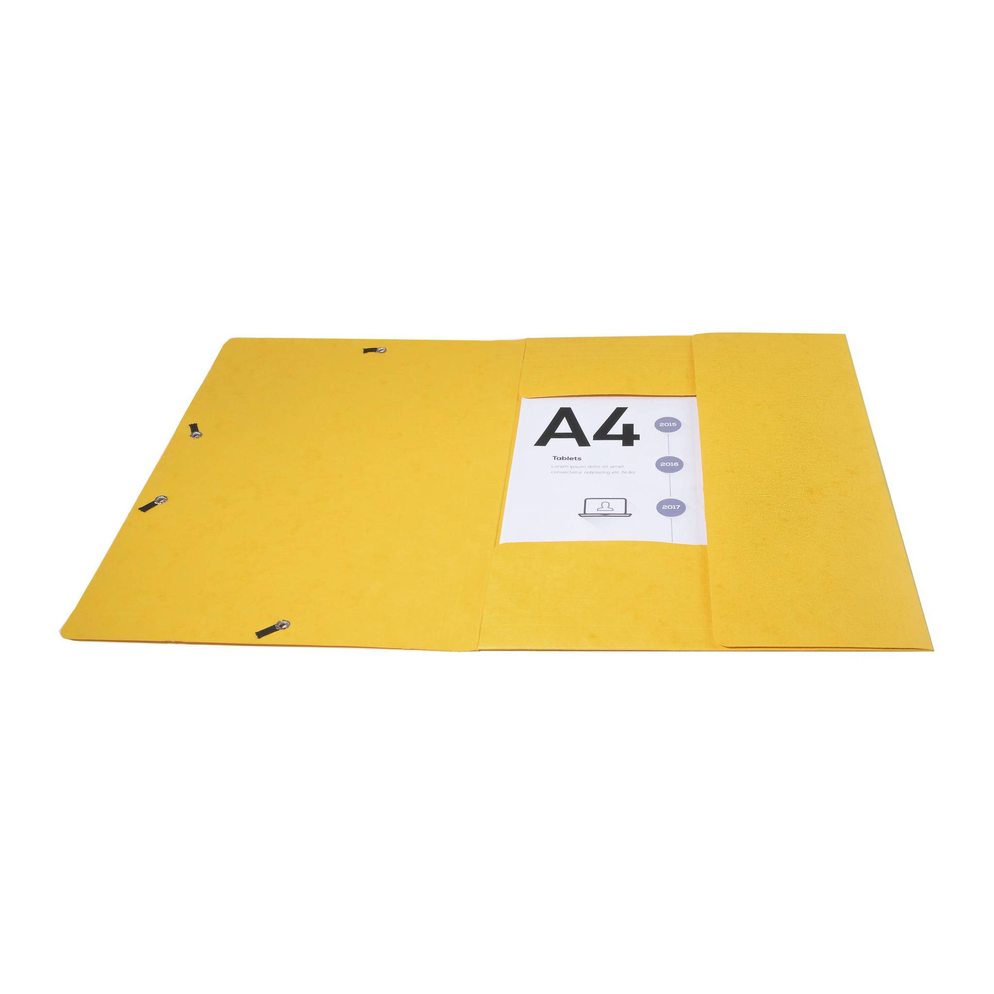 Exacompta 50x Sammelmappe + Gummizug, 3 Klappen Karton, 425g/qm A4, Gelb, 55759E