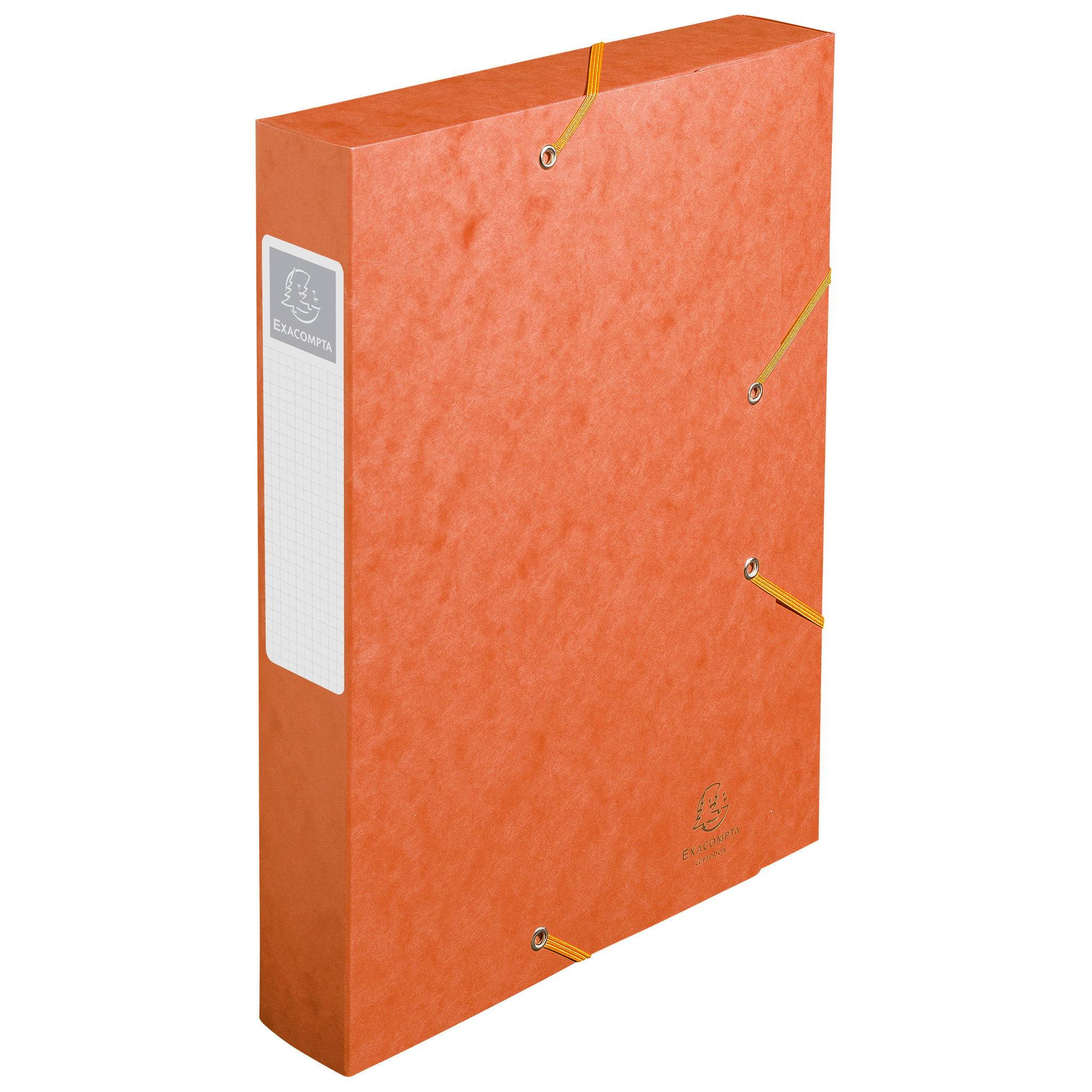 Exacompta 10x Archivbox Rücken 60mm Karton +3 Klappen Gummizug A4 Orange 16017H