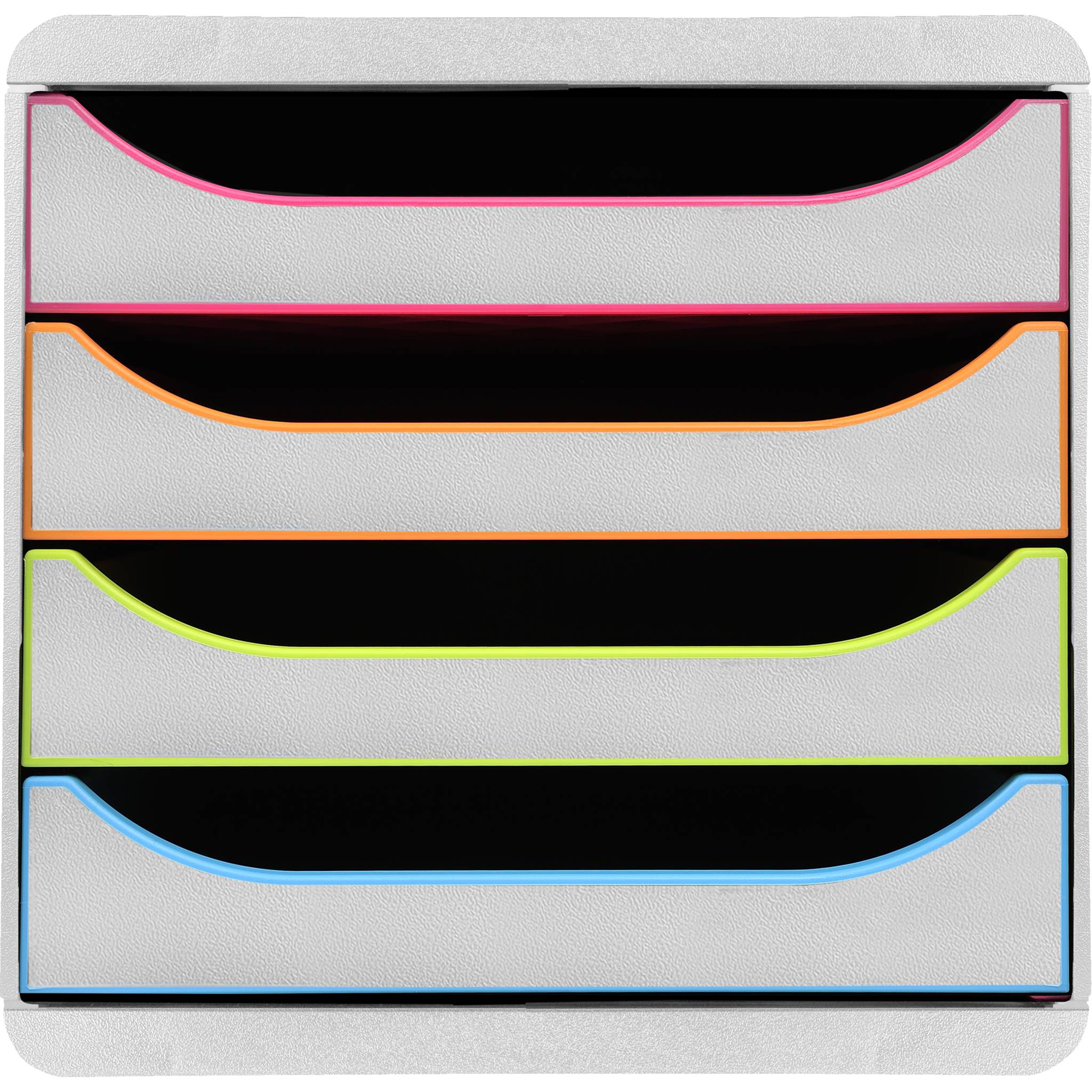 Exacompta Schubladenbox Big Box Plus 4 offene Schubladen Weiss/Harlekin 310913D