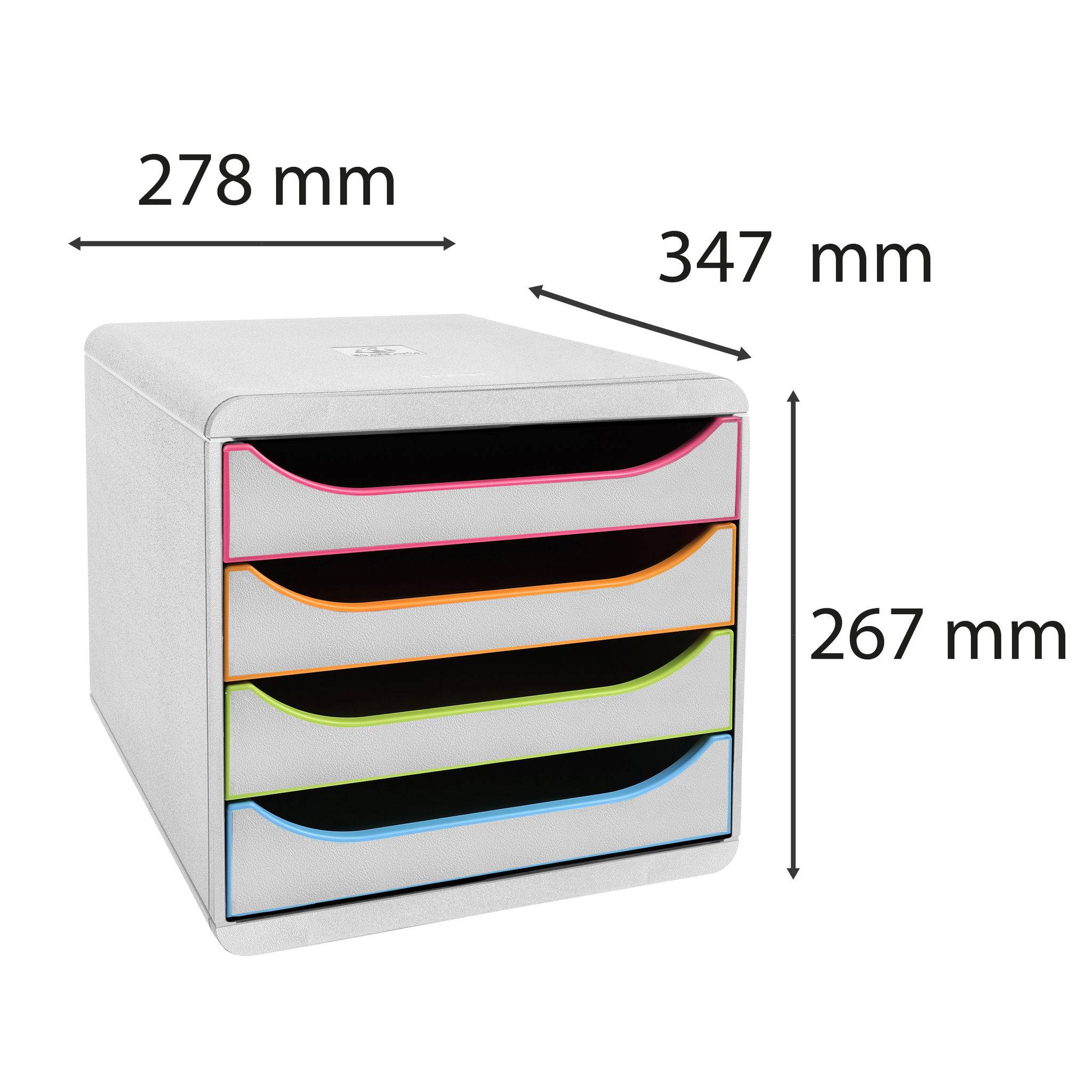 Exacompta Schubladenbox Big Box Plus 4 offene Schubladen Weiss/Harlekin 310913D