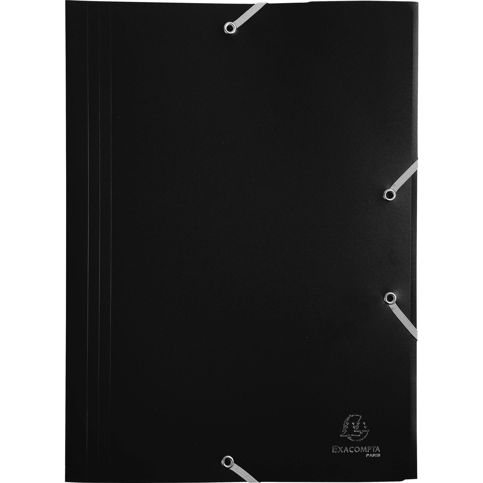Exacompta 30x Sammelmappe +Gummizug 3 Klappen PP 400µ Eco A4 Schwarz 55901E