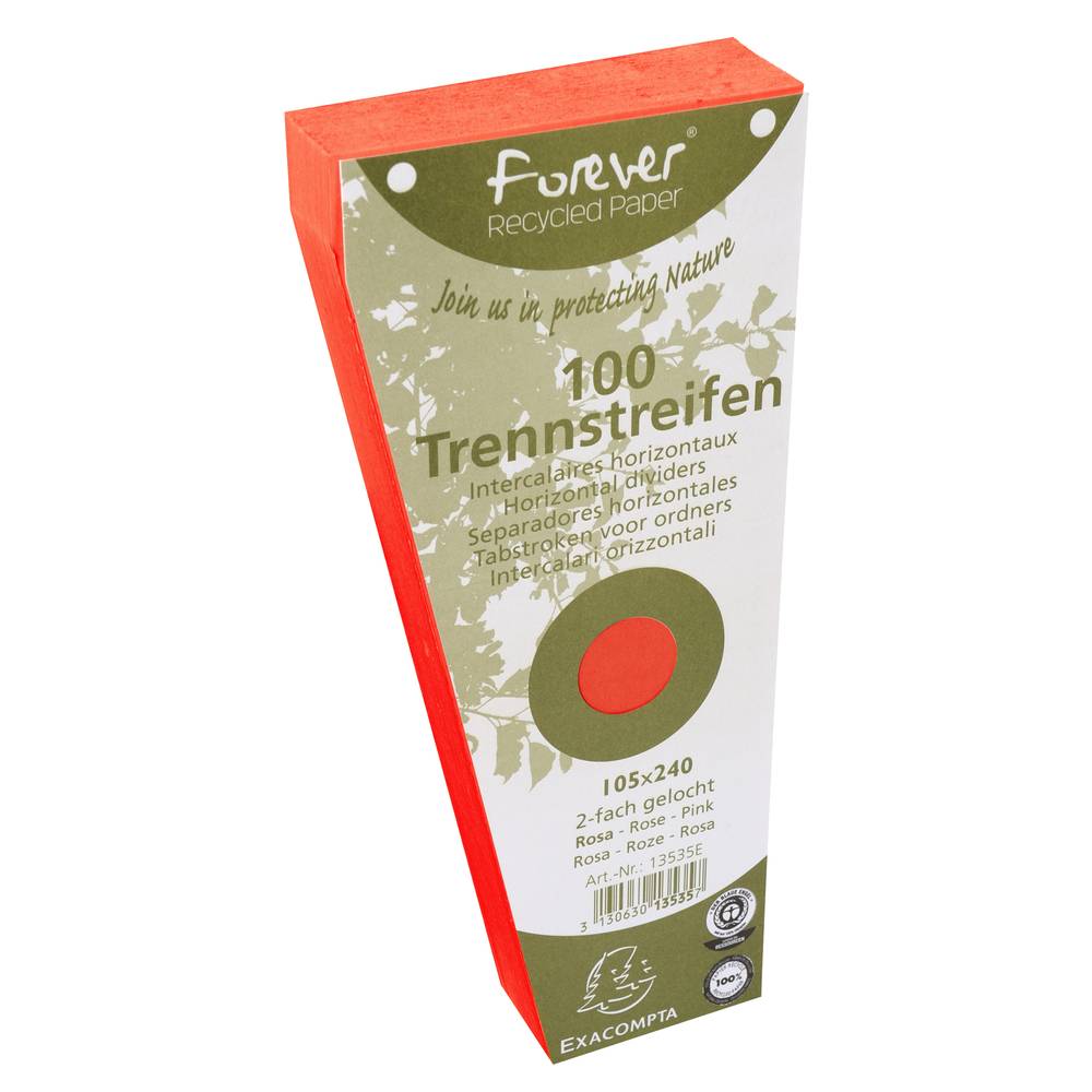 Exacompta 6x 100 Trennstreifen trapez gelocht RC Kart 105x240mm Orange 13565E