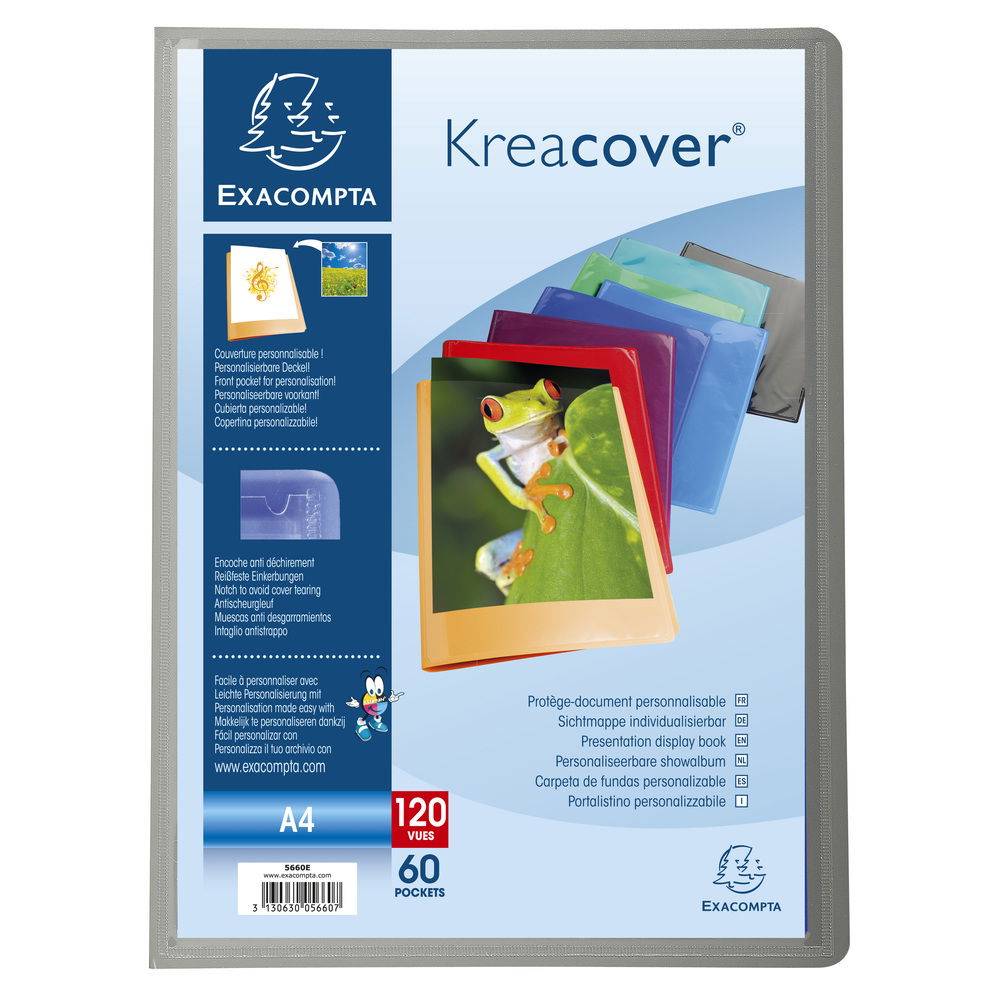 Exacompta 8x Sichtmappe PP 500µ + 60 Hüllen Kreacover, A4, sortiert, 5660E