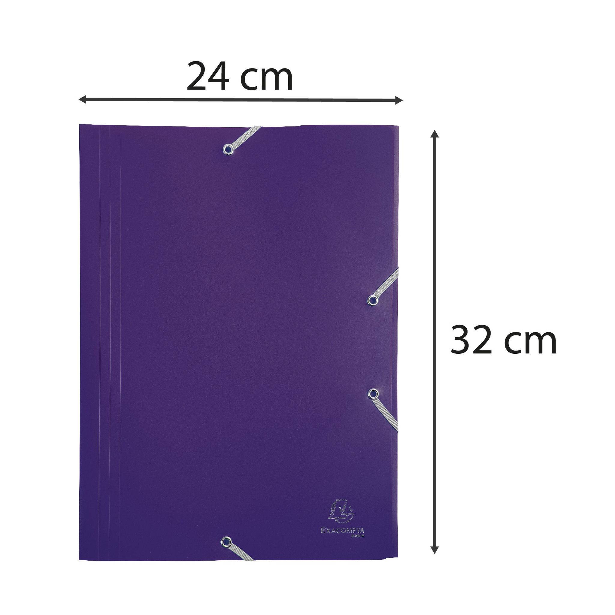 Exacompta 30x Sammelmappe +Gummizug 3 Klappen PP 400µ Eco A4 Violett 55918E