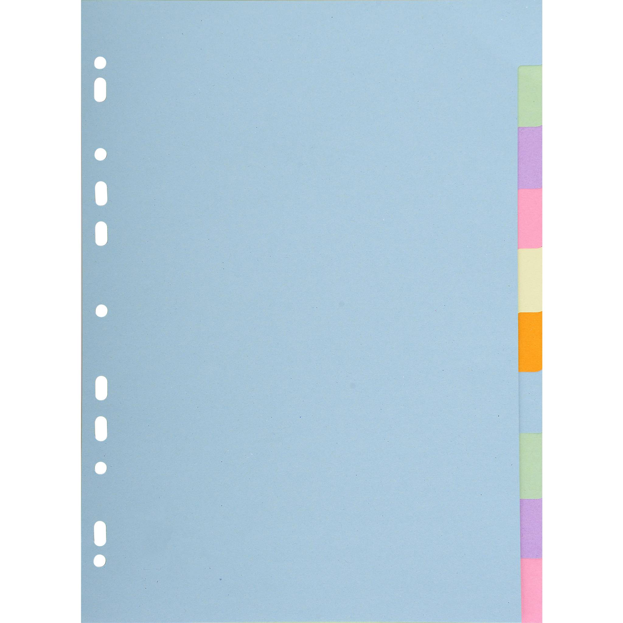 Exacompta 25x Register RC Kart.170g, 10 neutrale Taben, A4,, Pastell, 1610E