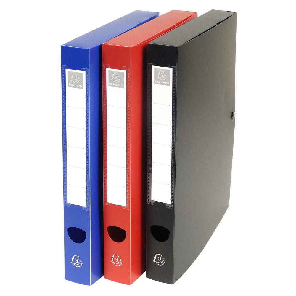 Exacompta 10x Archivbox + Knopf, PP 700µ, Rücken 80mm, A4, Schwarz, 59831E