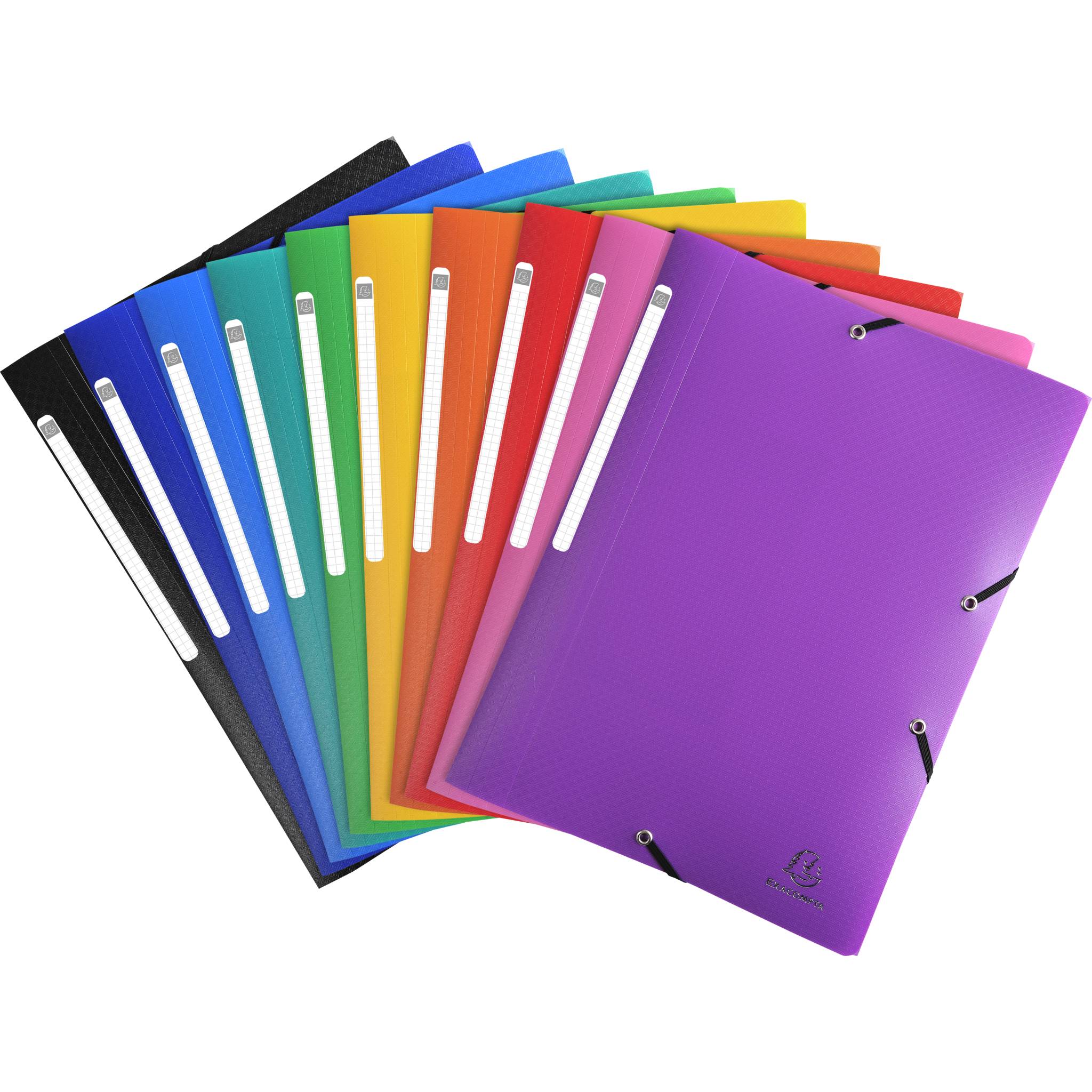 Exacompta 25x Sammelmappe +3 Klappen Gummizug PP 400µ A4 sortiert 55800E