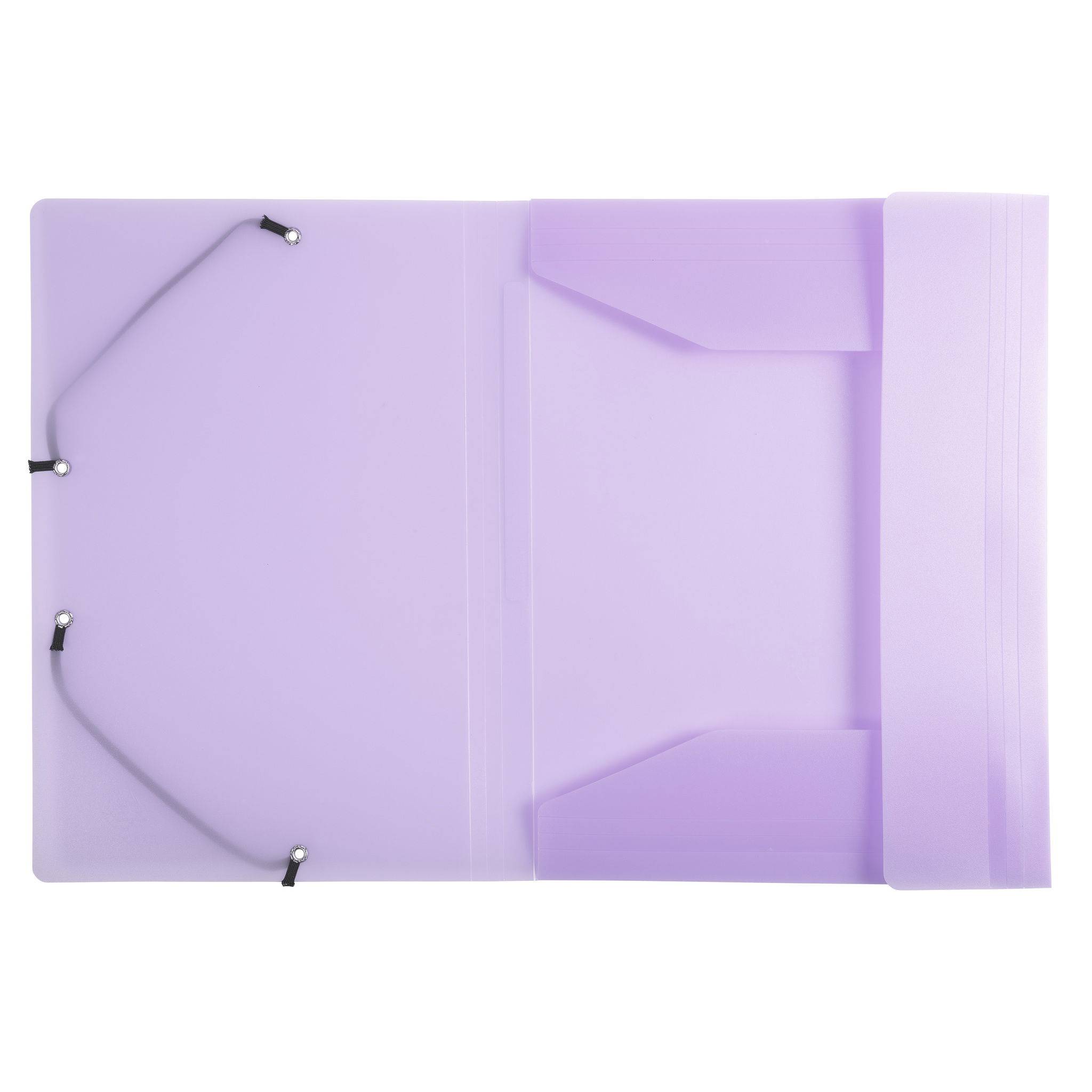 Exacompta 25x Sammelmappe A4 + Gummizug, 3 Klappen, PP, Malve, 55175E