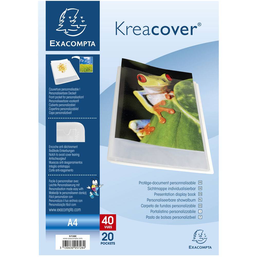 Exacompta 20x Sichtmappe PP 500µ + 20 Hüllen Kreacover , A4, Transparent, 5728E