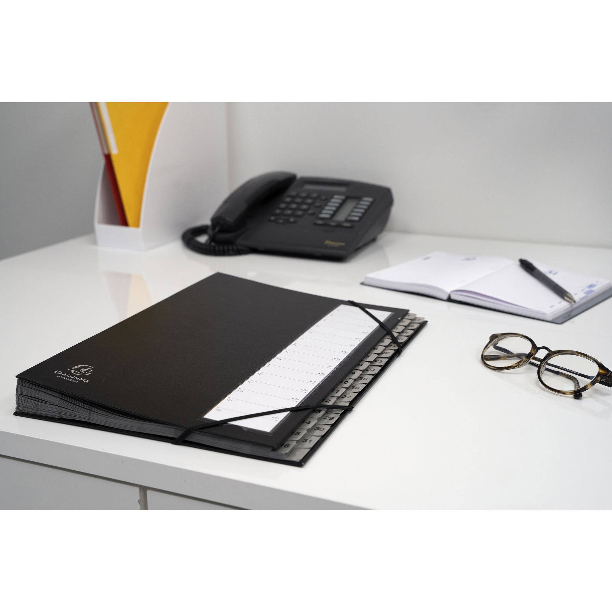 Exacompta 12x Ordnungsmappe Gummizug 12 Fächer 1-12 Ordonator A4 Schwarz 56012E