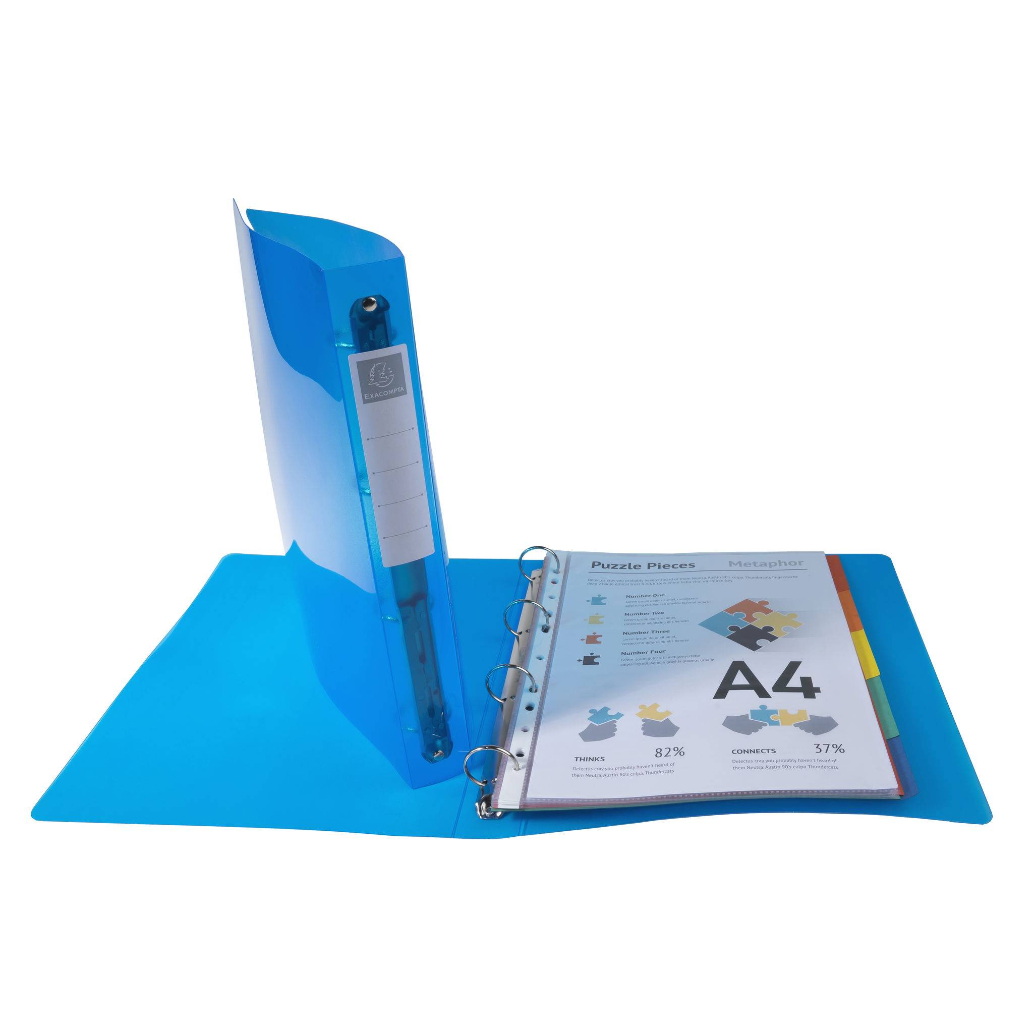 Exacompta 10x mittelfestes Ringbuch 4 Ringe PP 700µ PP- A4 Maxi Hellblau 51772E