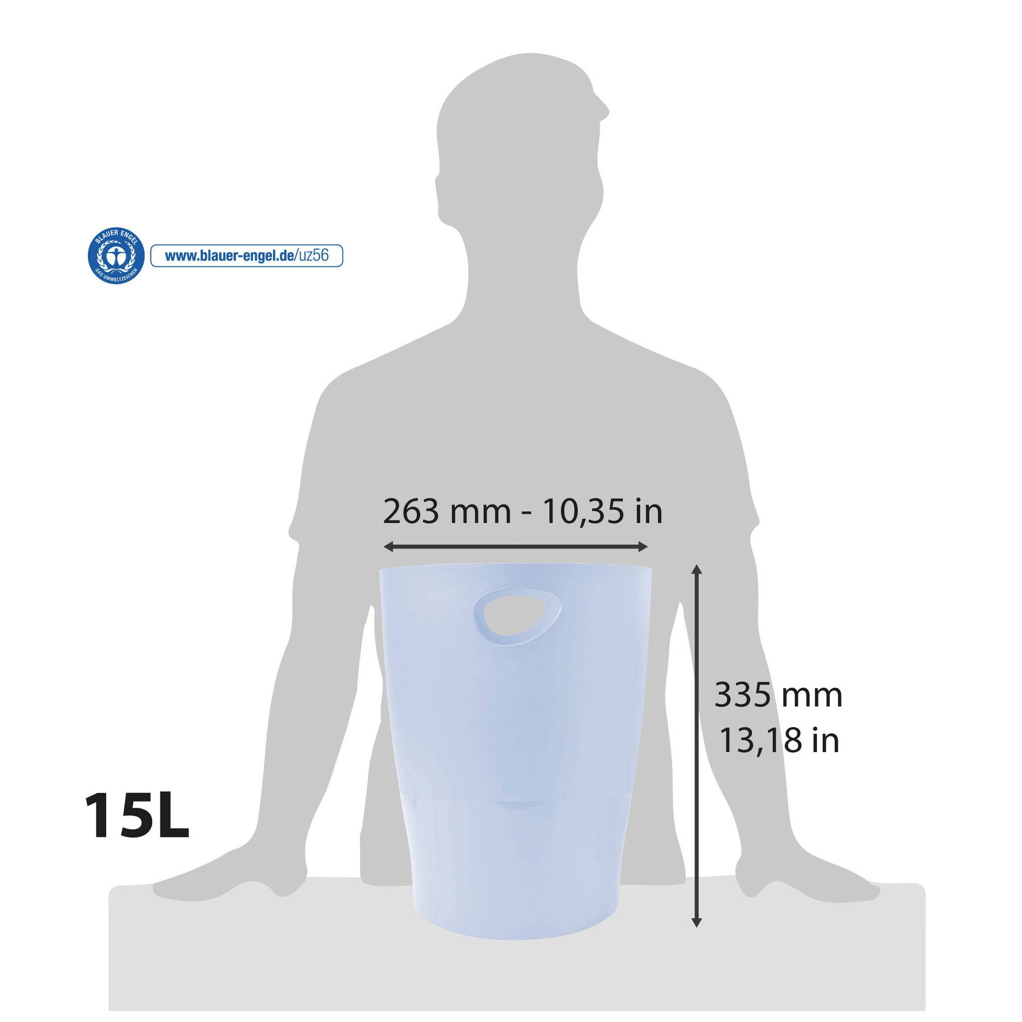 Exacompta 8x Papierkorb Ecobin, 15 Liter, Aquarel - Pastellblau - 45362D