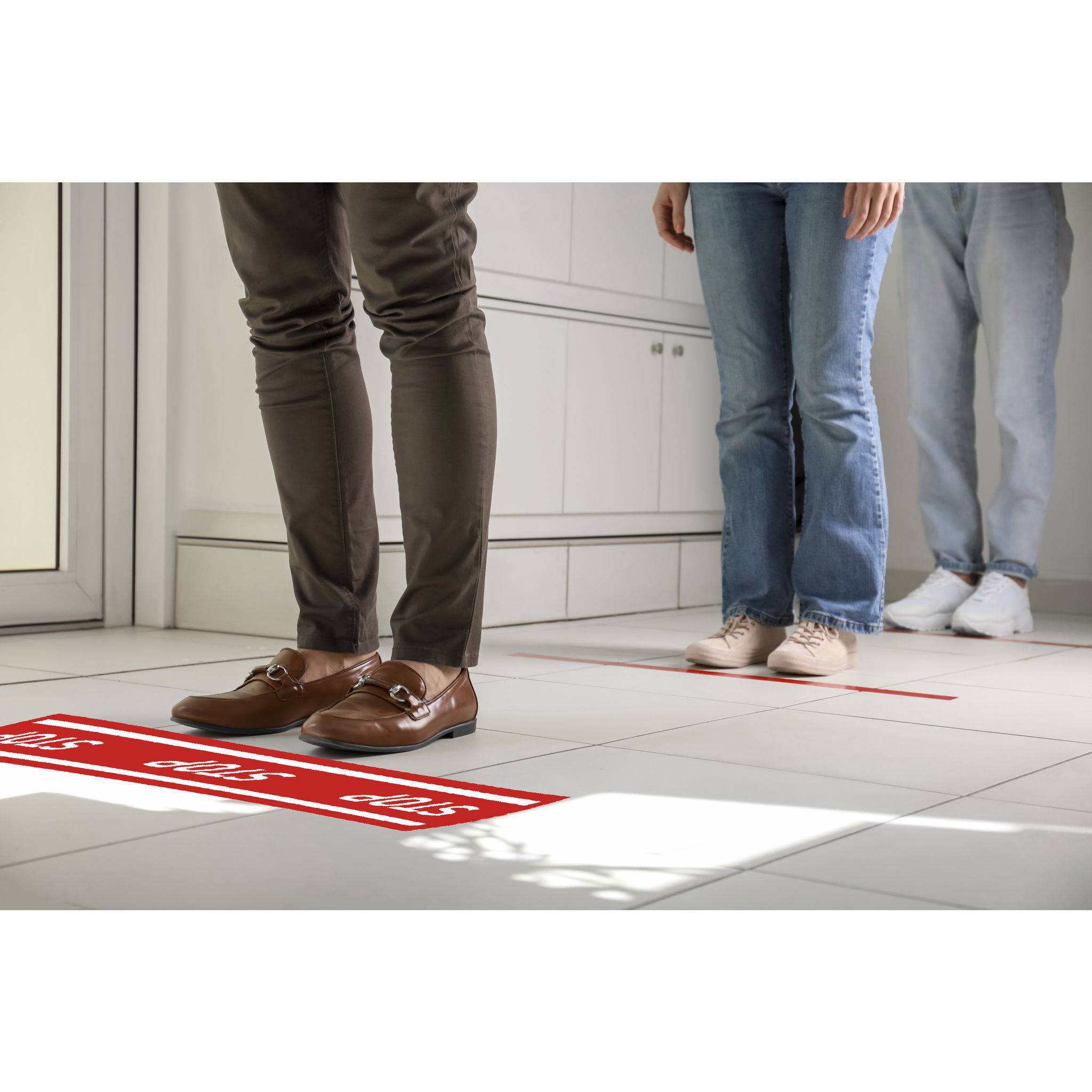 Exacompta Hinweisschild Band Stop PVC selbstklebend rutschfest 100 cm Rot 67017E