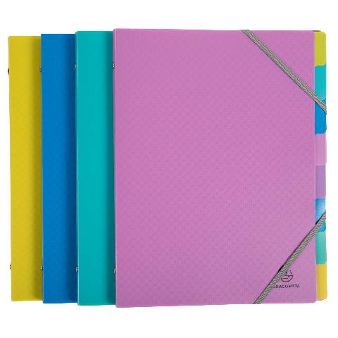 Exacompta 8x Fächermappe A4 PP Gummizug 3 Klappen 8 Fächern sortiert 56190E