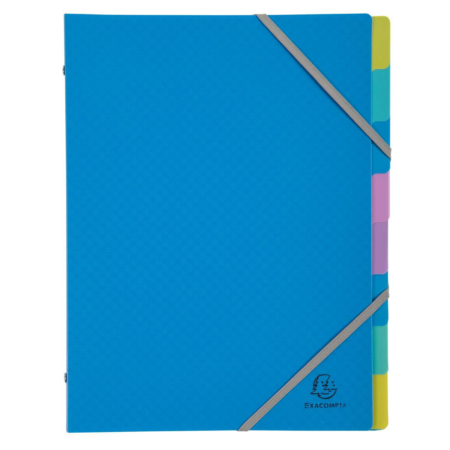 Exacompta 8x Fächermappe A4 PP Gummizug 3 Klappen 8 Fächern sortiert 56190E