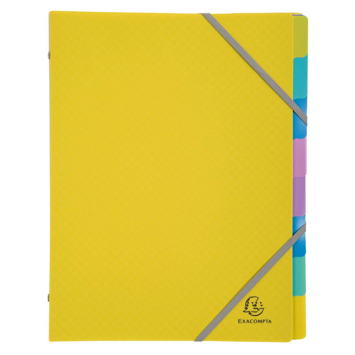 Exacompta 8x Fächermappe A4 PP Gummizug 3 Klappen 8 Fächern sortiert 56190E