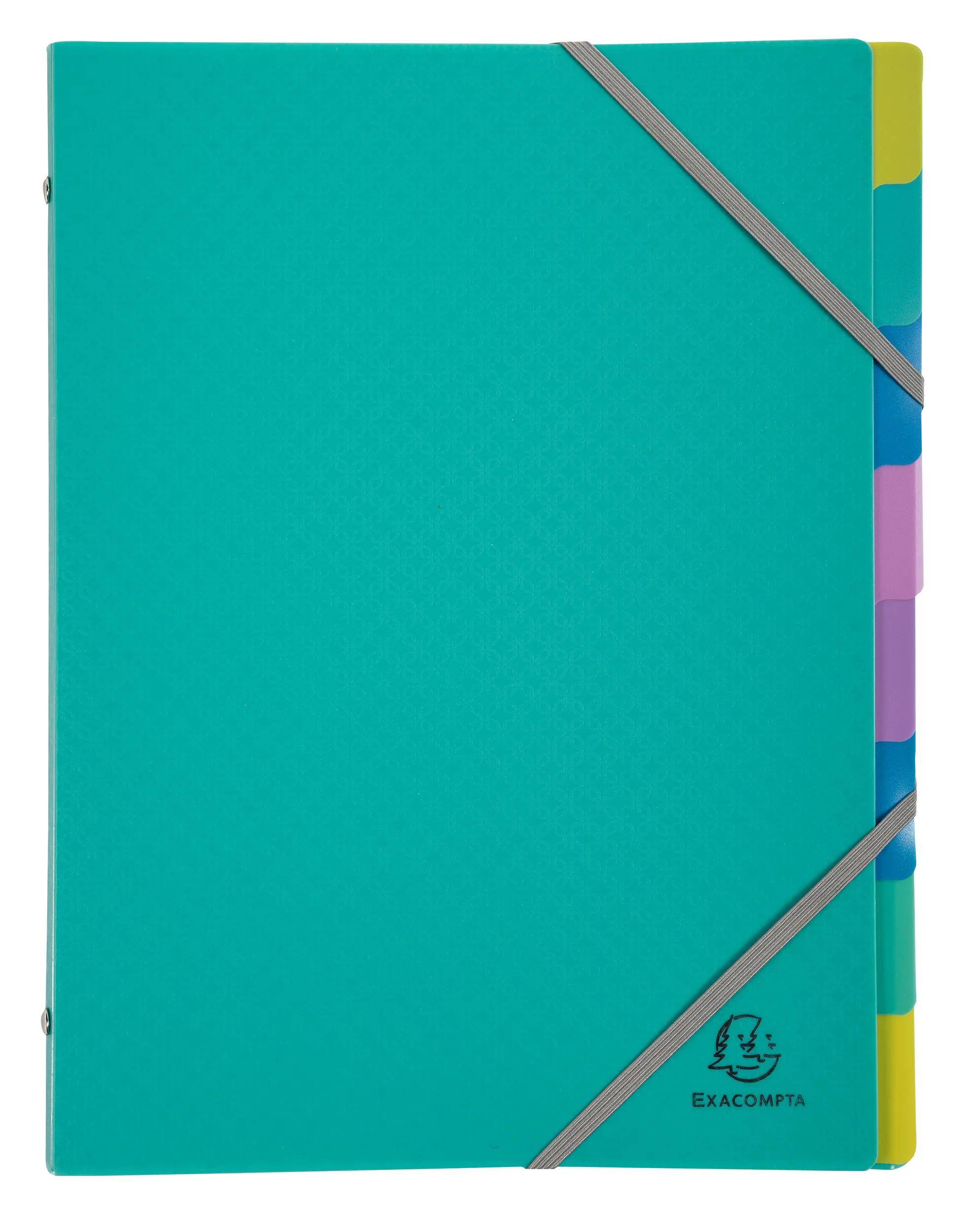 Exacompta 8x Fächermappe A4 PP Gummizug 3 Klappen 8 Fächern sortiert 56190E