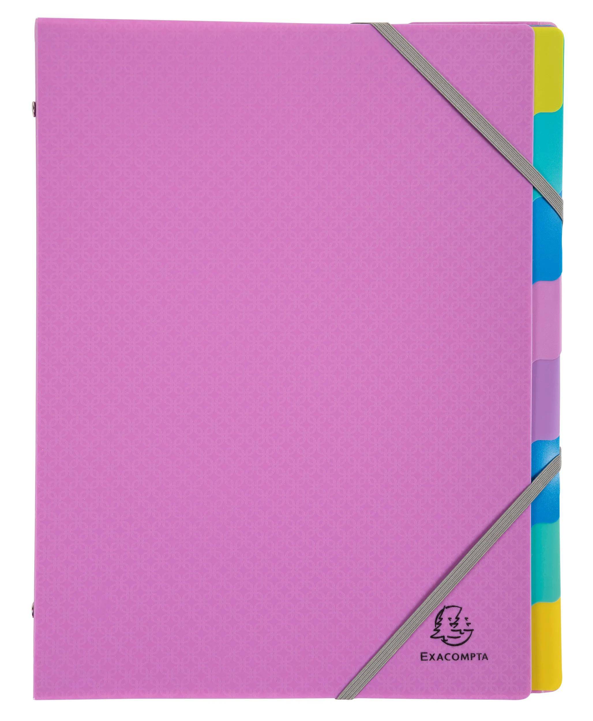 Exacompta 8x Fächermappe A4 PP Gummizug 3 Klappen 8 Fächern sortiert 56190E