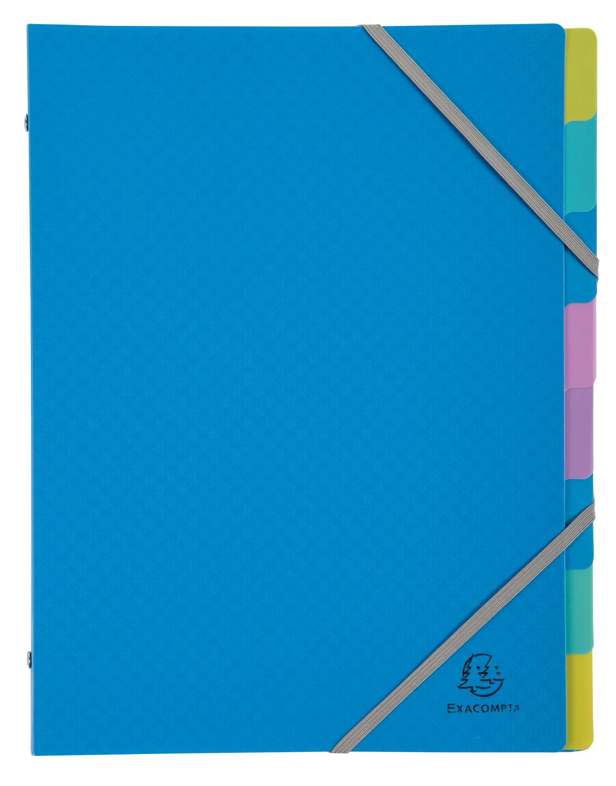 Exacompta 8x Fächermappe A4 PP Gummizug 3 Klappen 8 Fächern sortiert 56190E