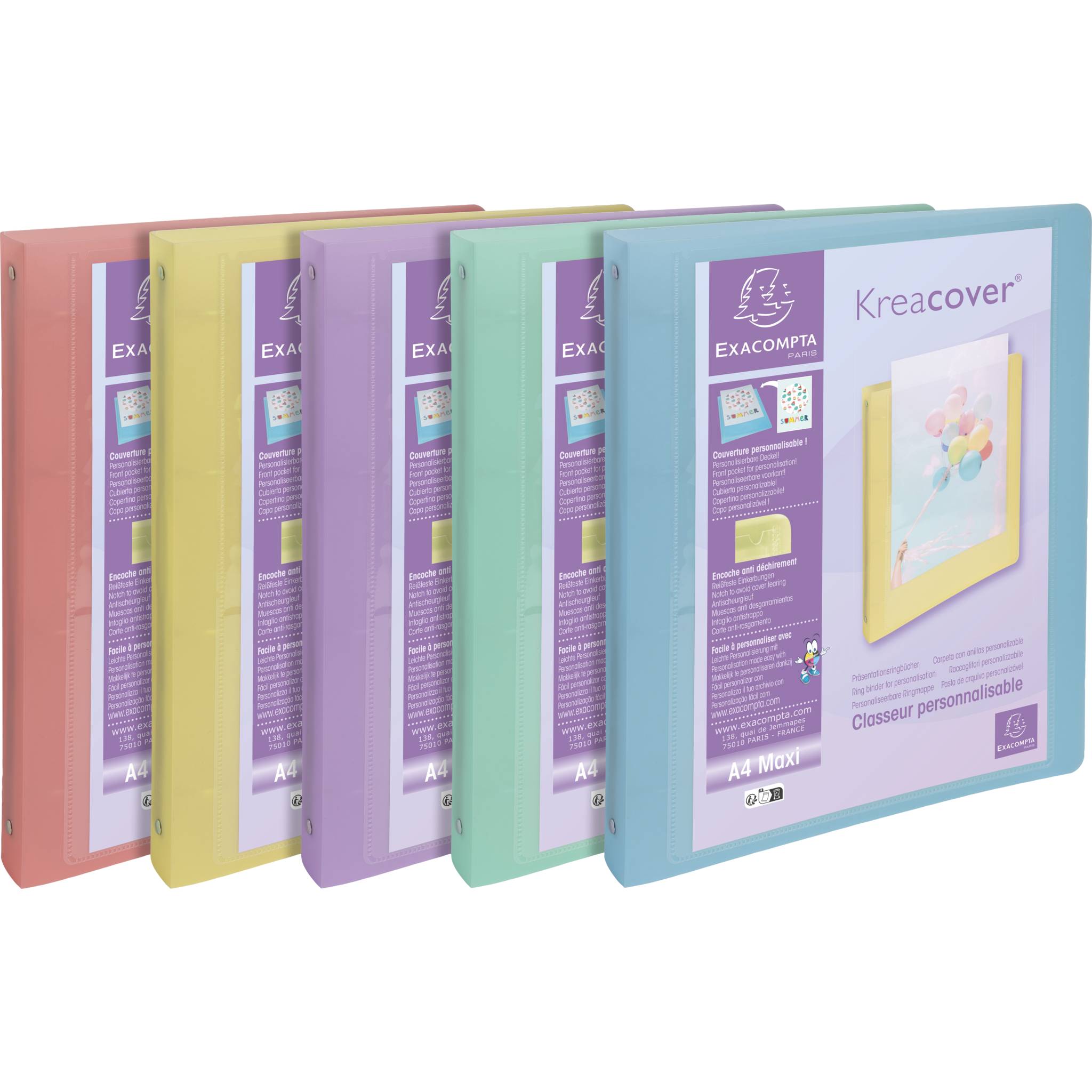 Exacompta 15x Ringbuch PP 4 Ringe 30mm Rücken 40mm A4 Maxi sortiert 51779E