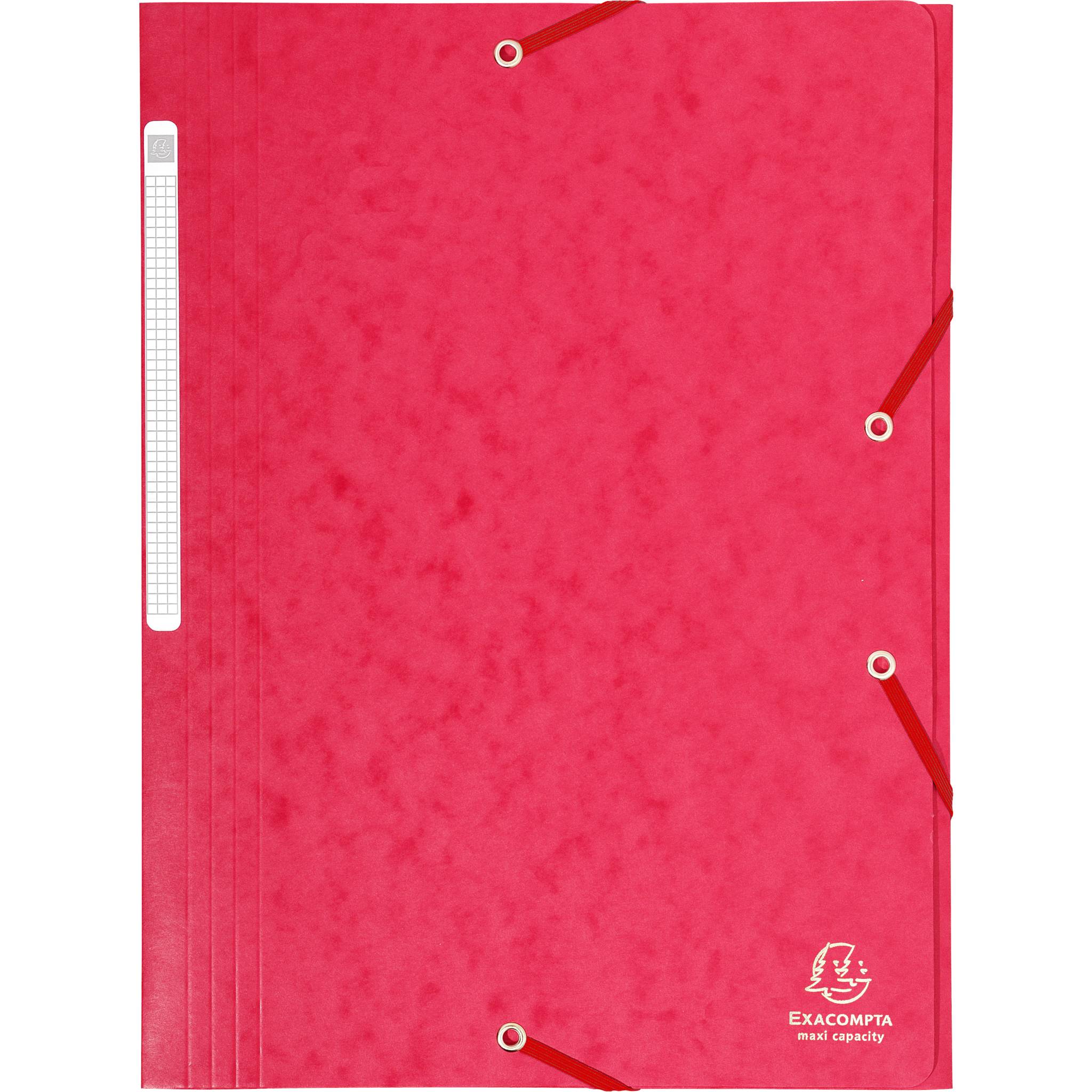 Exacompta 25x Sammelmappe + Gummizug 3 Klappen Karton 425g A4 MAXI Rot 17109H